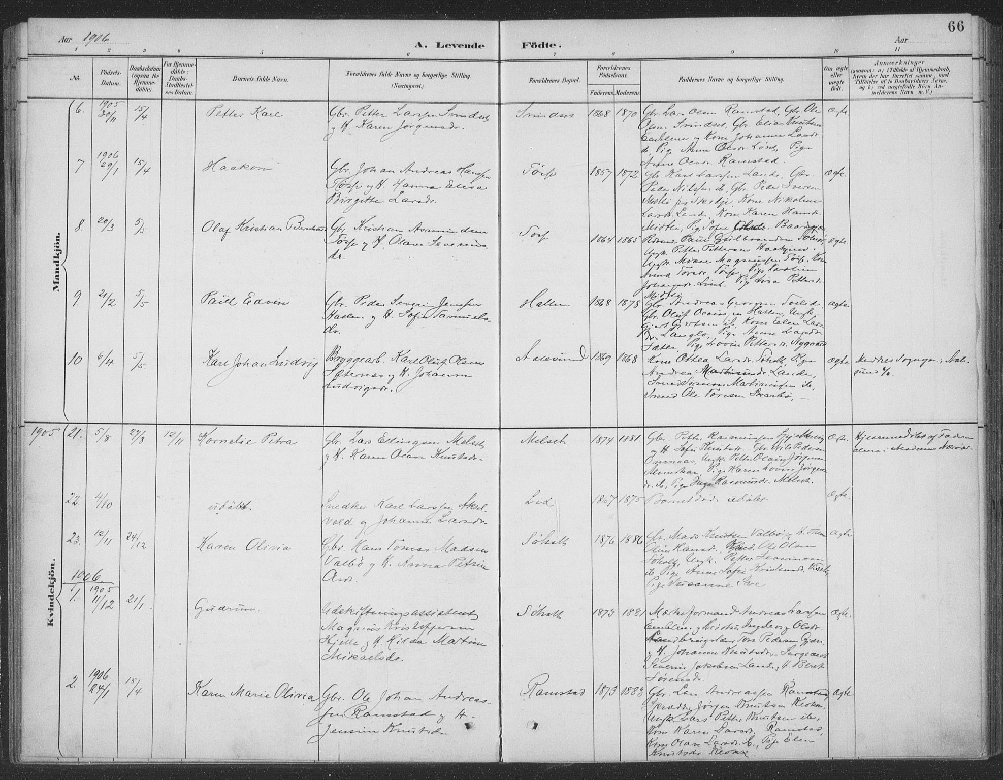 Ministerialprotokoller, klokkerbøker og fødselsregistre - Møre og Romsdal, AV/SAT-A-1454/522/L0316: Parish register (official) no. 522A11, 1890-1911, p. 66