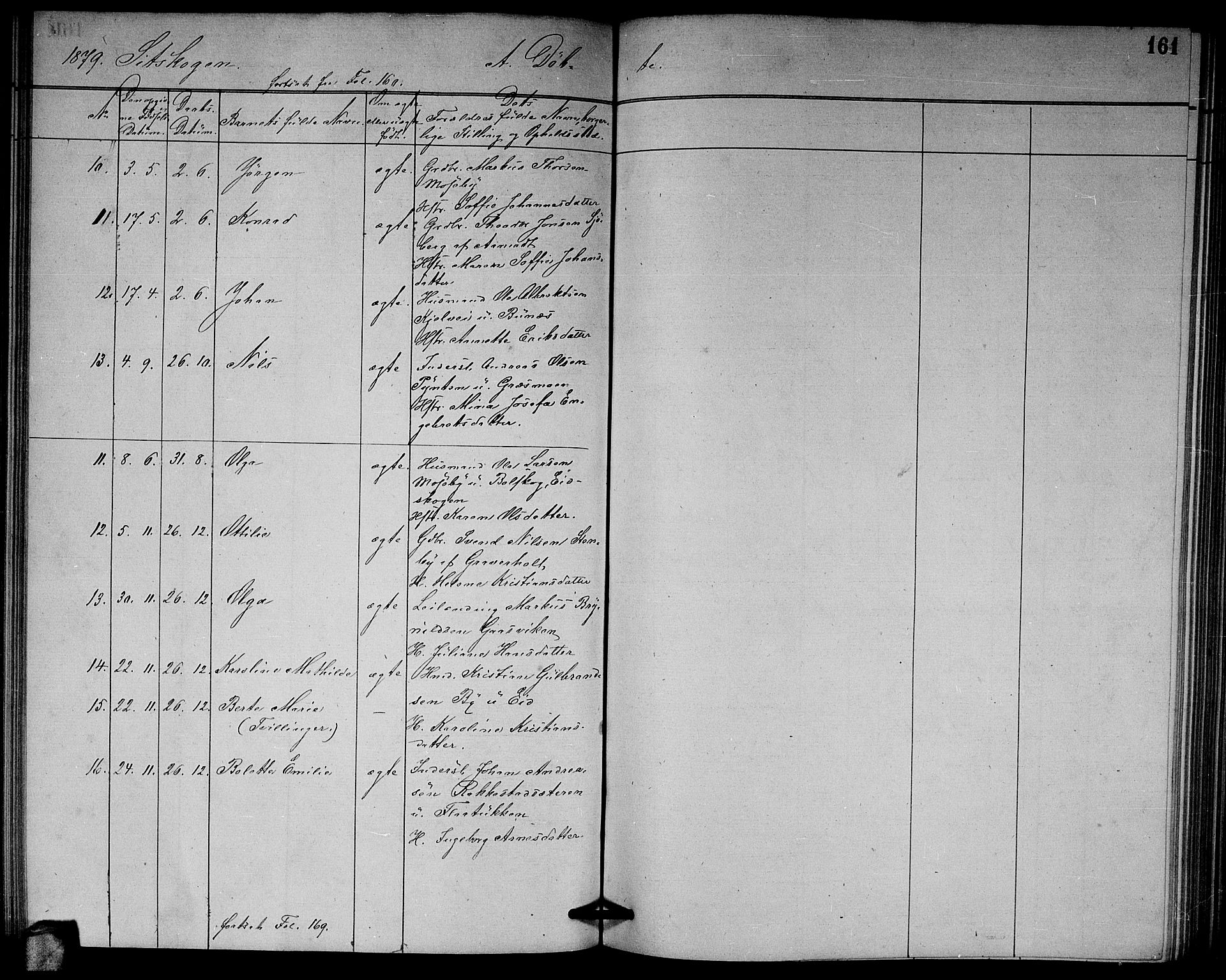 Høland prestekontor Kirkebøker, AV/SAO-A-10346a/G/Ga/L0006: Parish register (copy) no. I 6, 1869-1879, p. 161