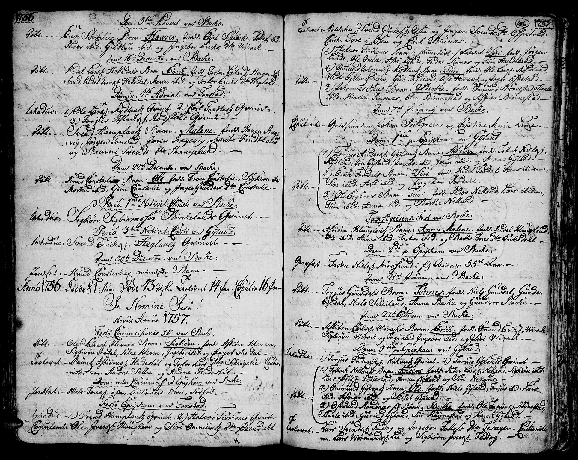 Bakke sokneprestkontor, SAK/1111-0002/F/Fa/Faa/L0001: Parish register (official) no. A 1, 1741-1780, p. 106