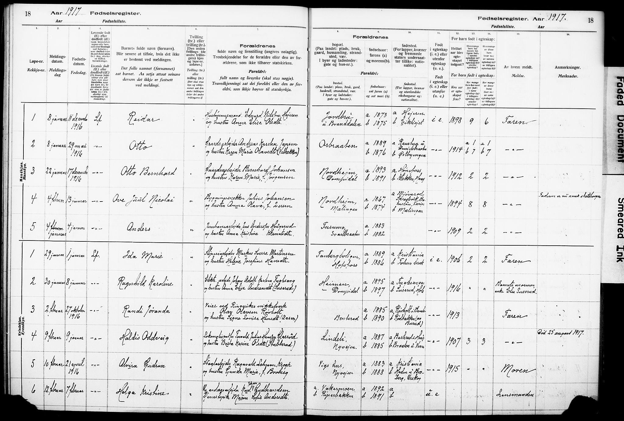 Norderhov kirkebøker, AV/SAKO-A-237/J/Ja/L0001: Birth register no. 1, 1916-1930, p. 18