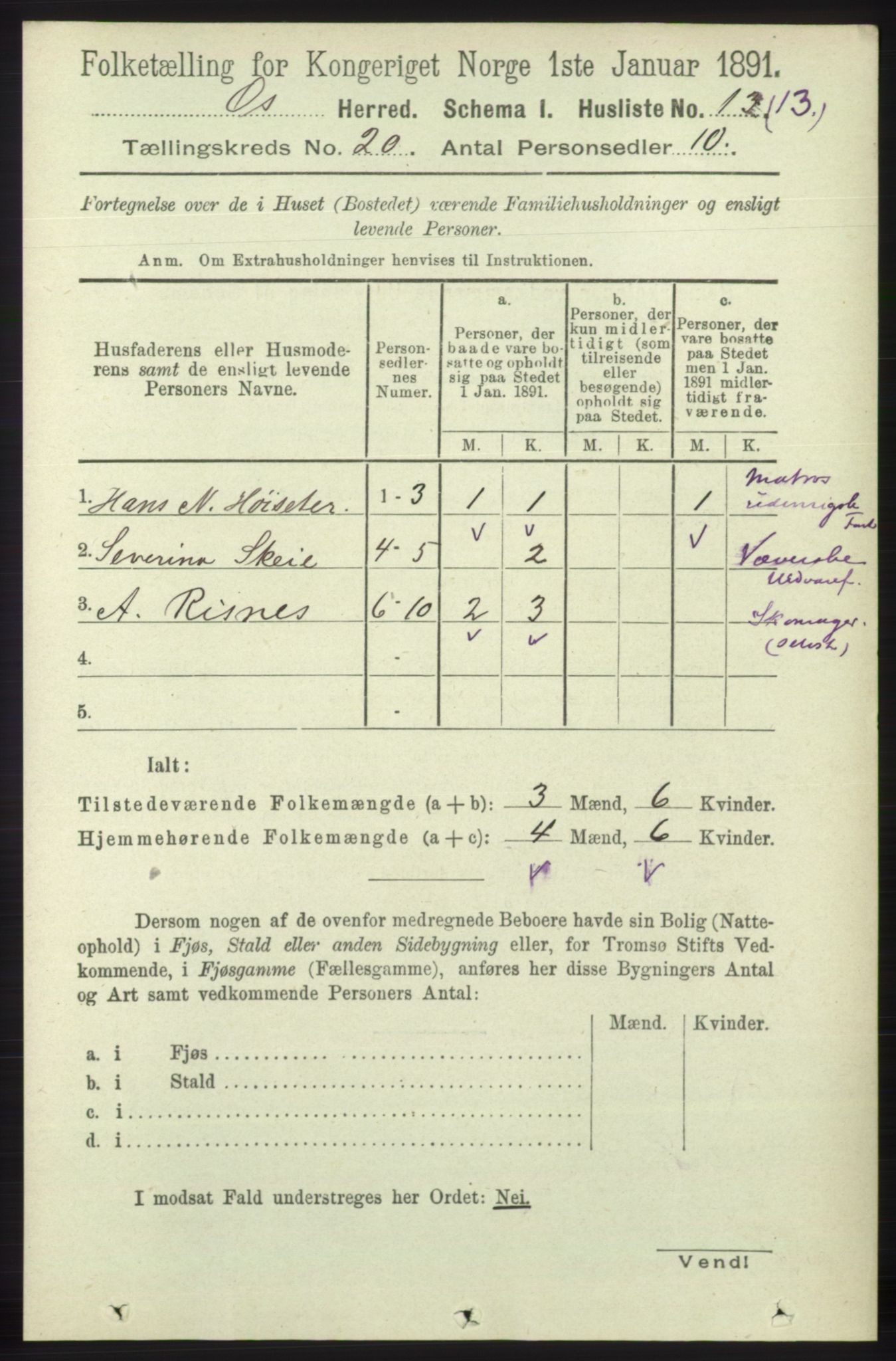 RA, 1891 census for 1243 Os, 1891, p. 4414