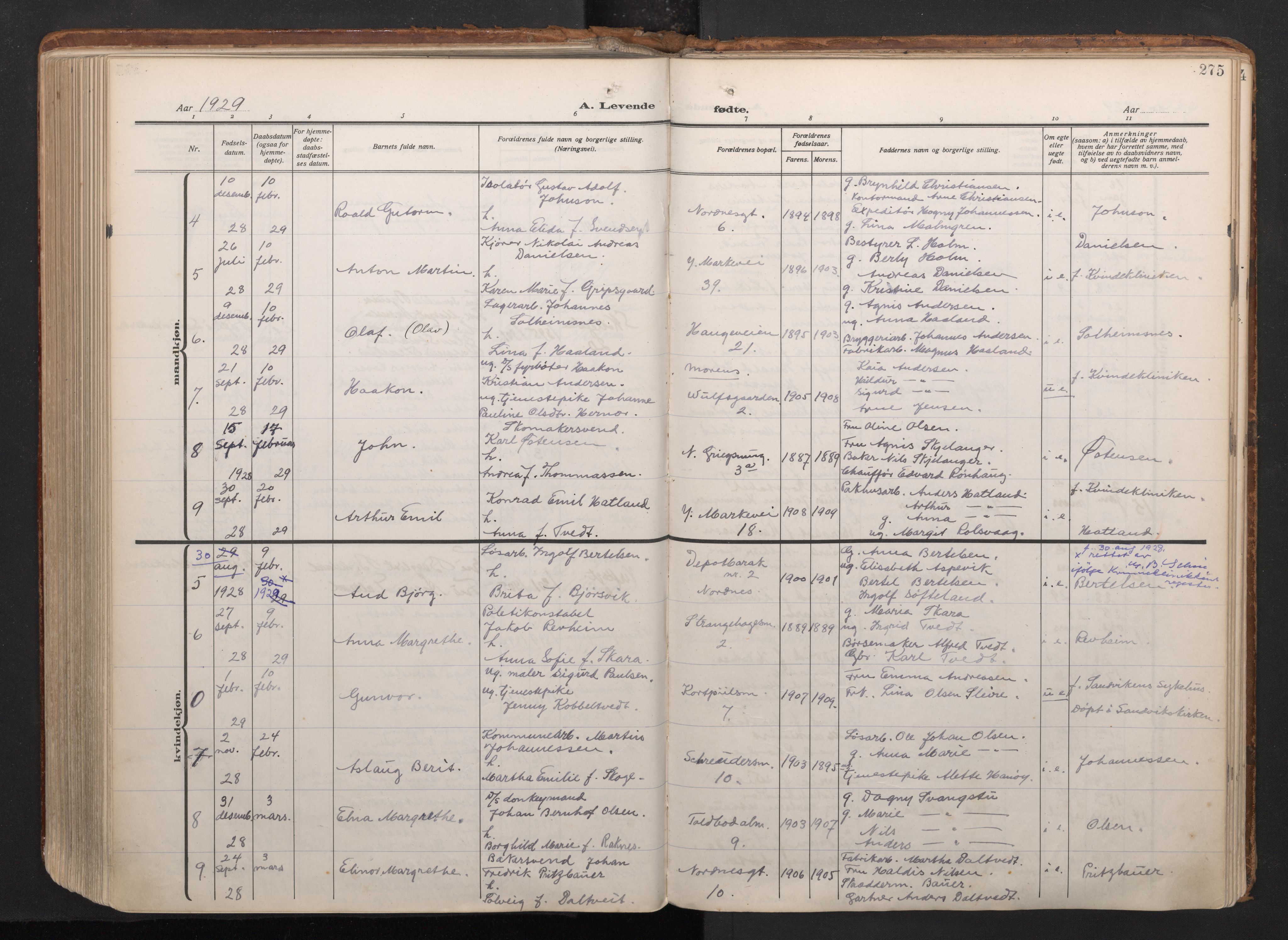 Nykirken Sokneprestembete, AV/SAB-A-77101/H/Haa/L0020: Parish register (official) no. B 8, 1916-1933, p. 274b-275a