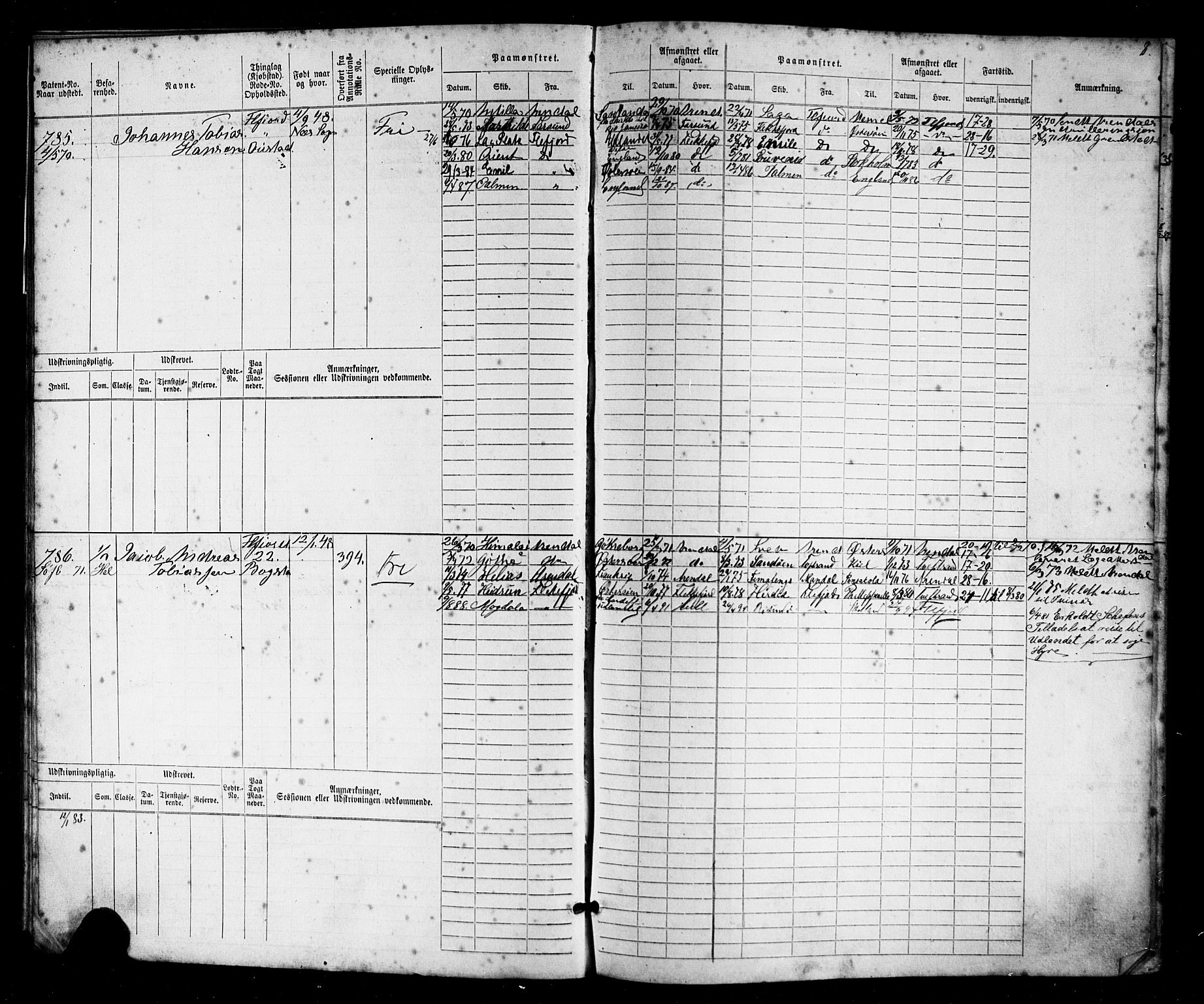 Flekkefjord mønstringskrets, AV/SAK-2031-0018/F/Fb/L0009: Hovedrulle nr 771-1533, Æ-6, 1868-1900, p. 9