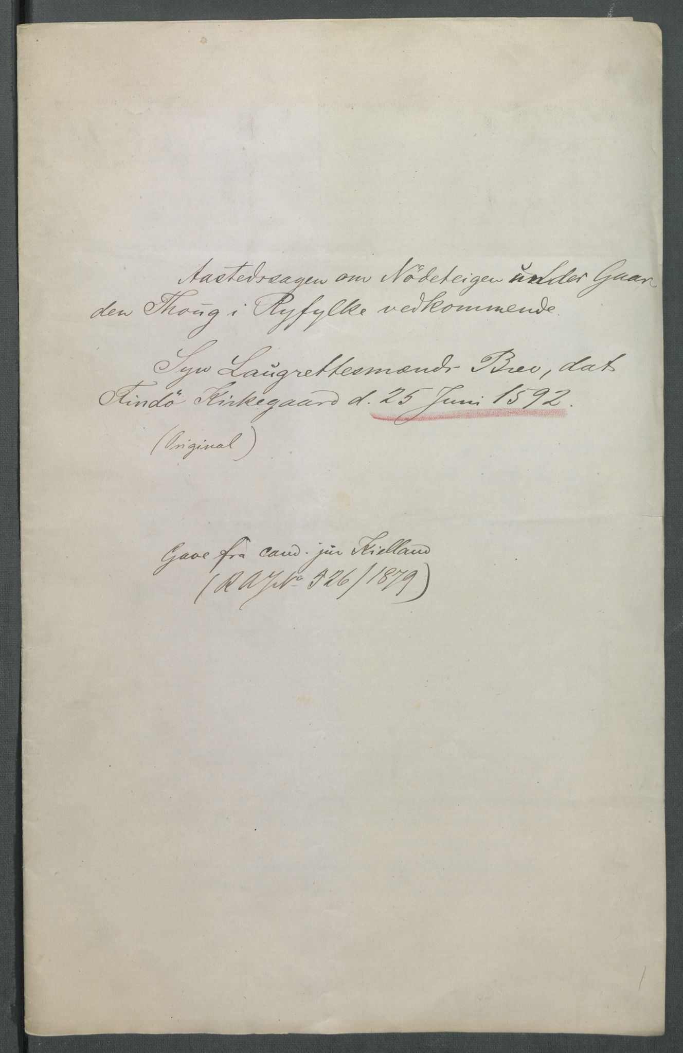 Riksarkivets diplomsamling, RA/EA-5965/F02/L0096: Dokumenter, 1592, p. 38