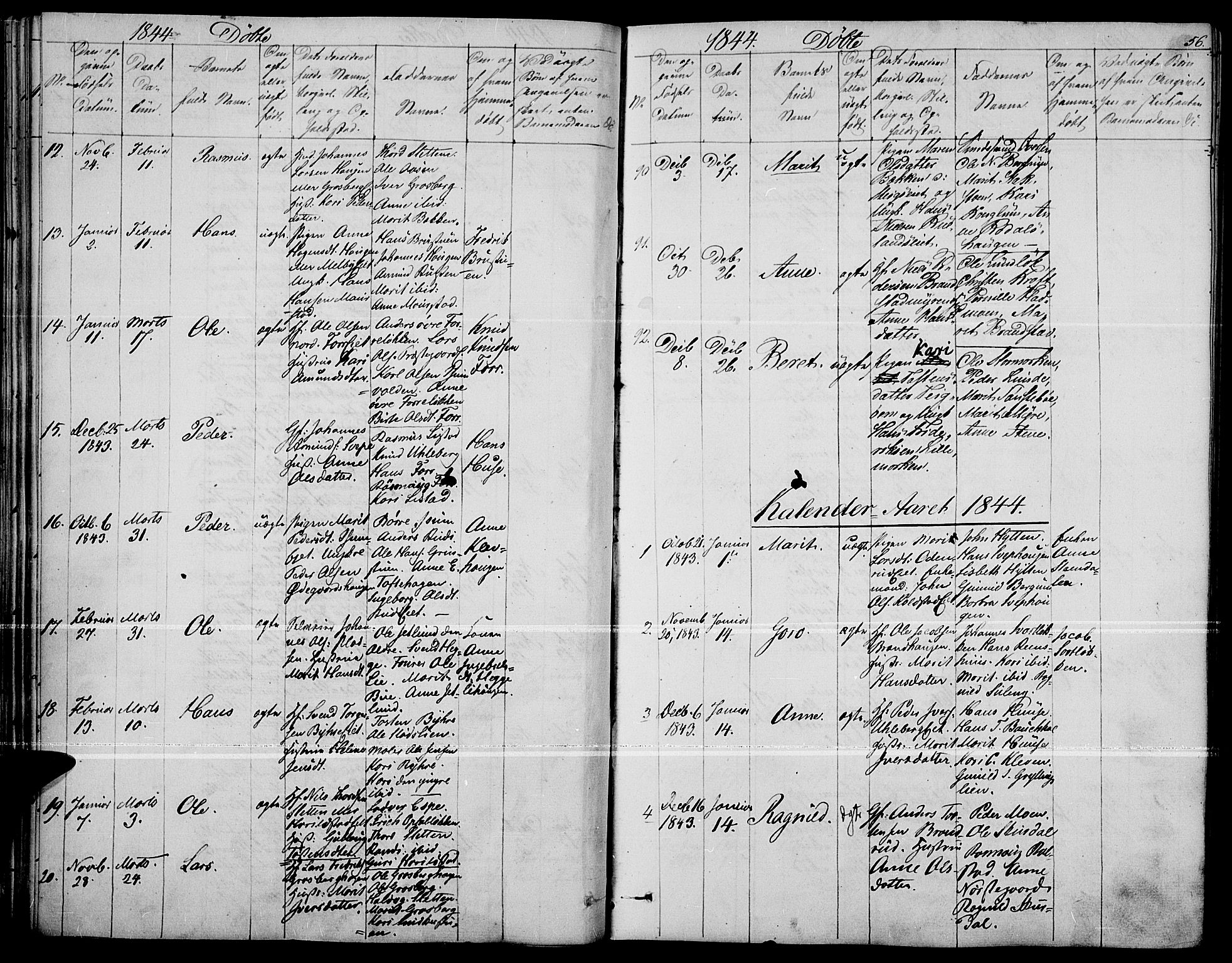 Fron prestekontor, SAH/PREST-078/H/Ha/Haa/L0004: Parish register (official) no. 4, 1839-1848, p. 56