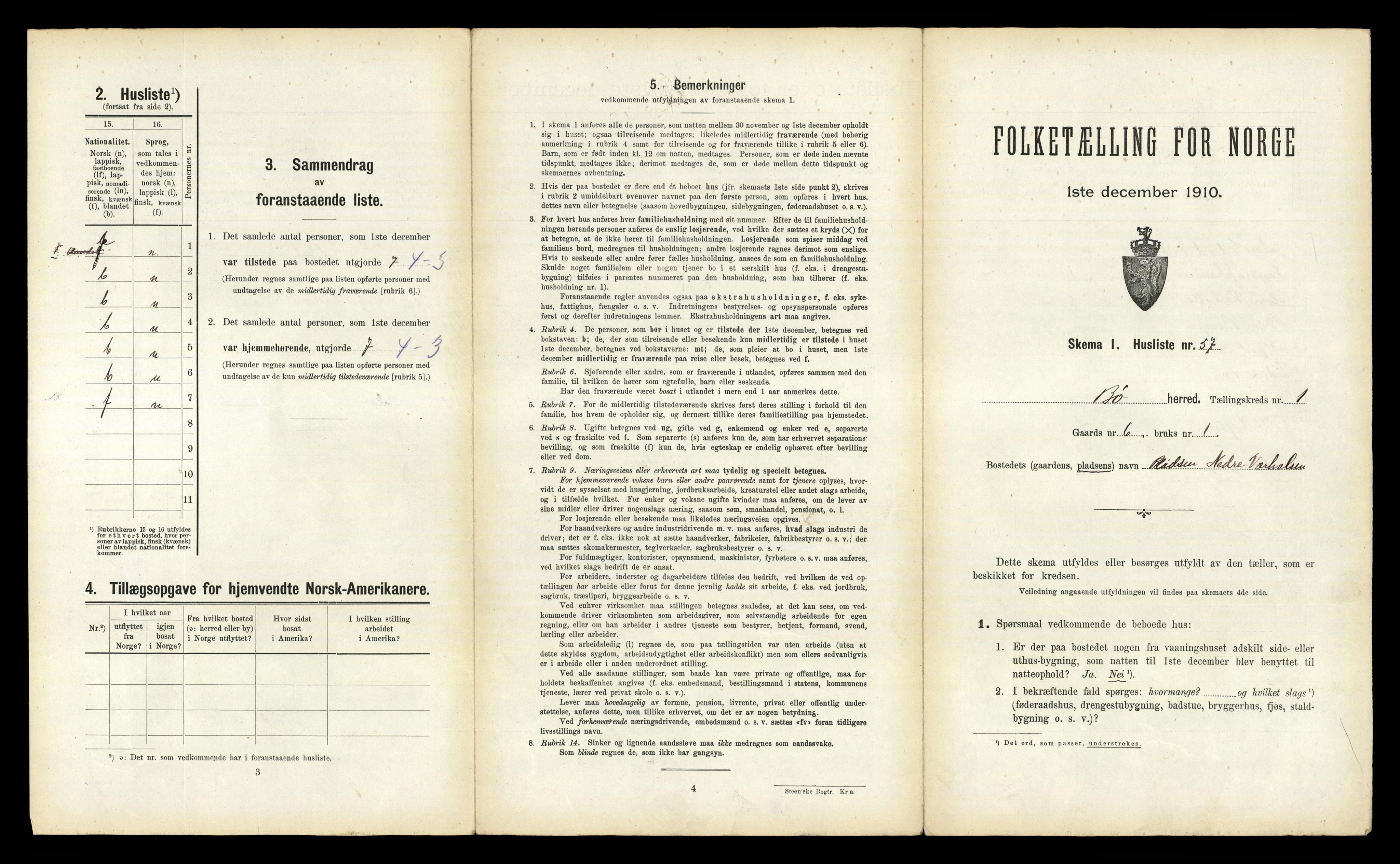 RA, 1910 census for Bø, 1910, p. 165