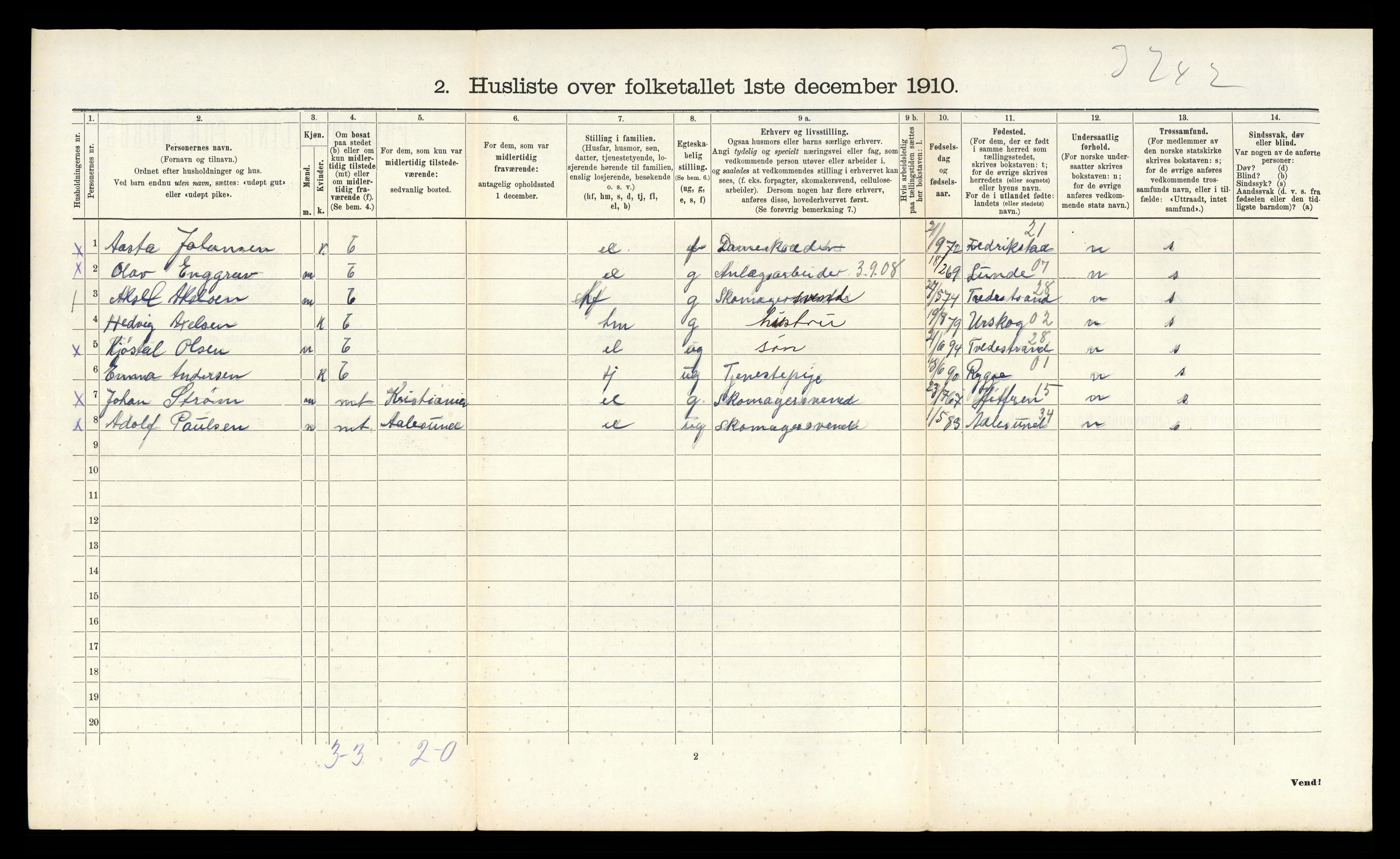 RA, 1910 census for Tinn, 1910, p. 1158