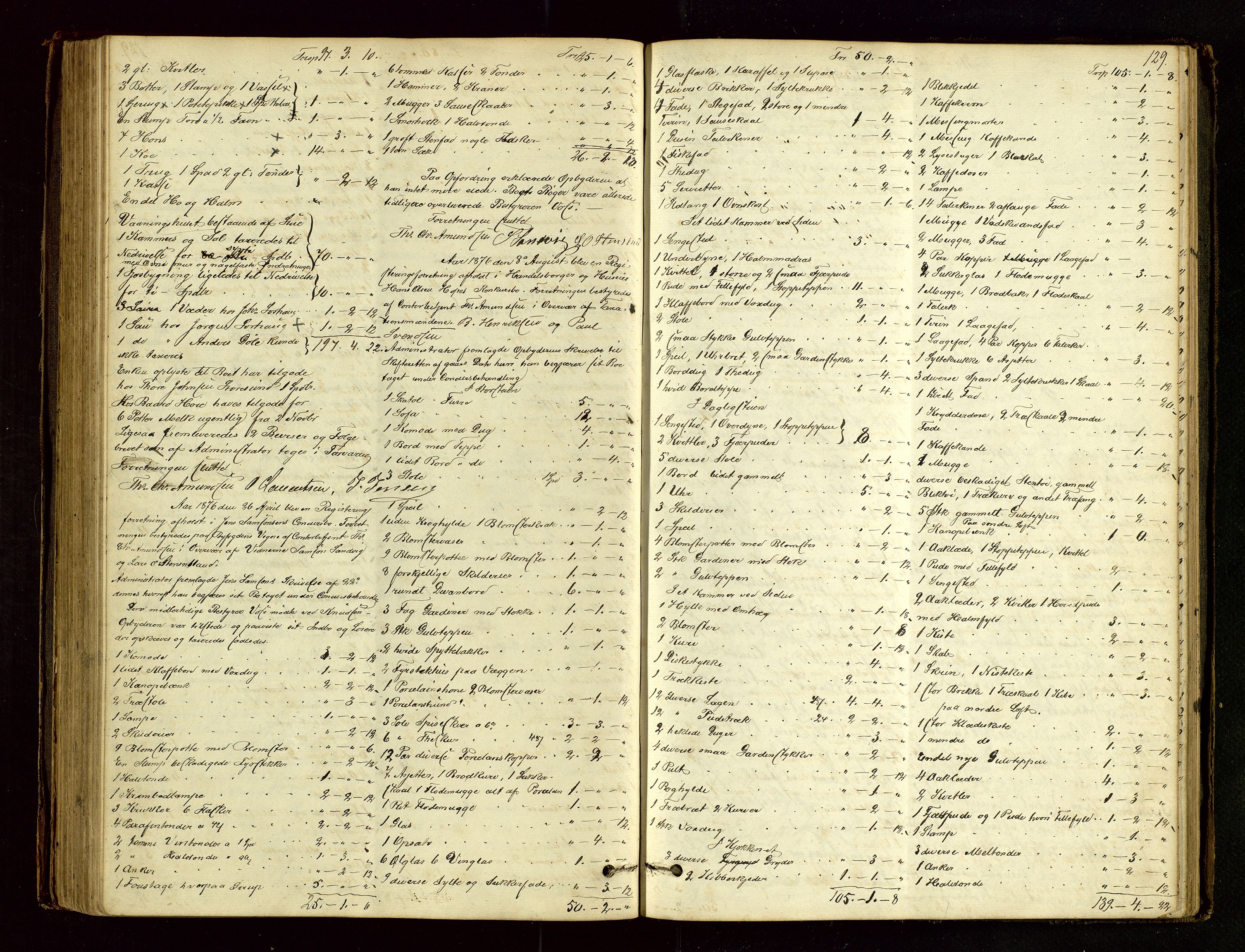 Haugesund tingrett, AV/SAST-A-101415/01/IV/IVB/L0001: Skifteregistreringsprotokoll, 1867-1879, p. 128b-129a