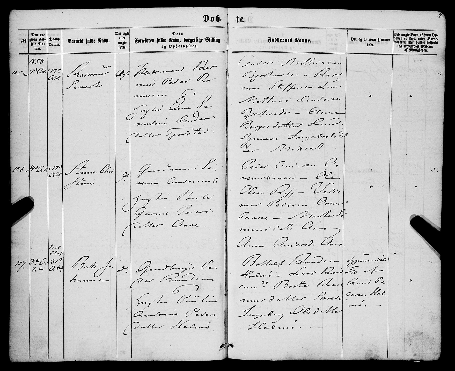 Eid sokneprestembete, AV/SAB-A-82301/H/Haa/Haaa/L0008: Parish register (official) no. A 8, 1858-1860, p. 9