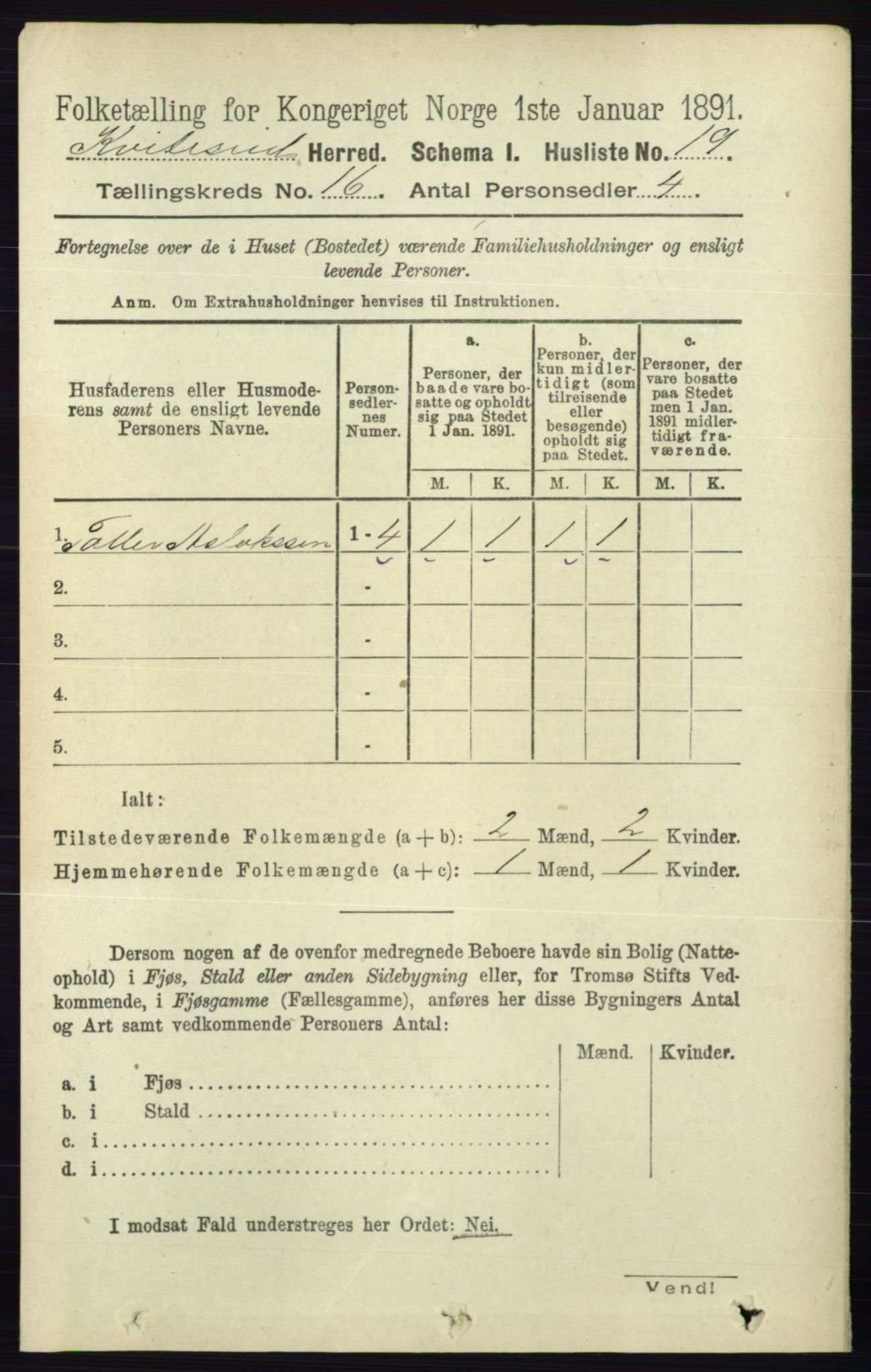 RA, 1891 census for 0829 Kviteseid, 1891, p. 3632