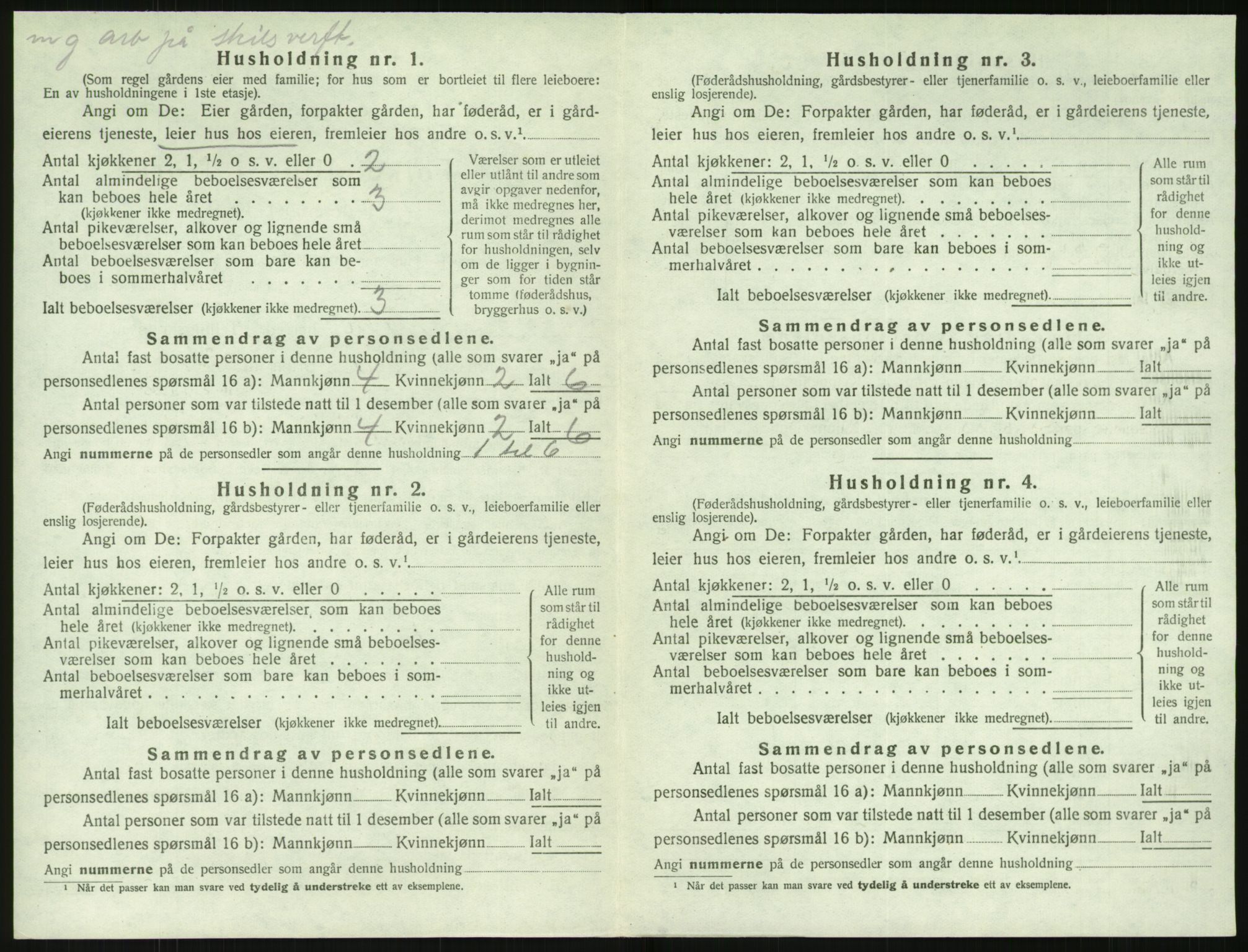 SAK, 1920 census for Fjære, 1920, p. 490