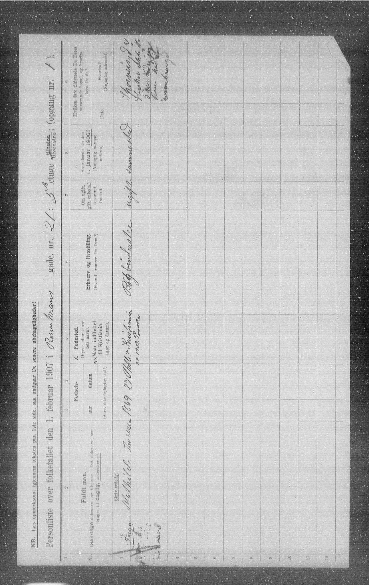 OBA, Municipal Census 1907 for Kristiania, 1907, p. 42909