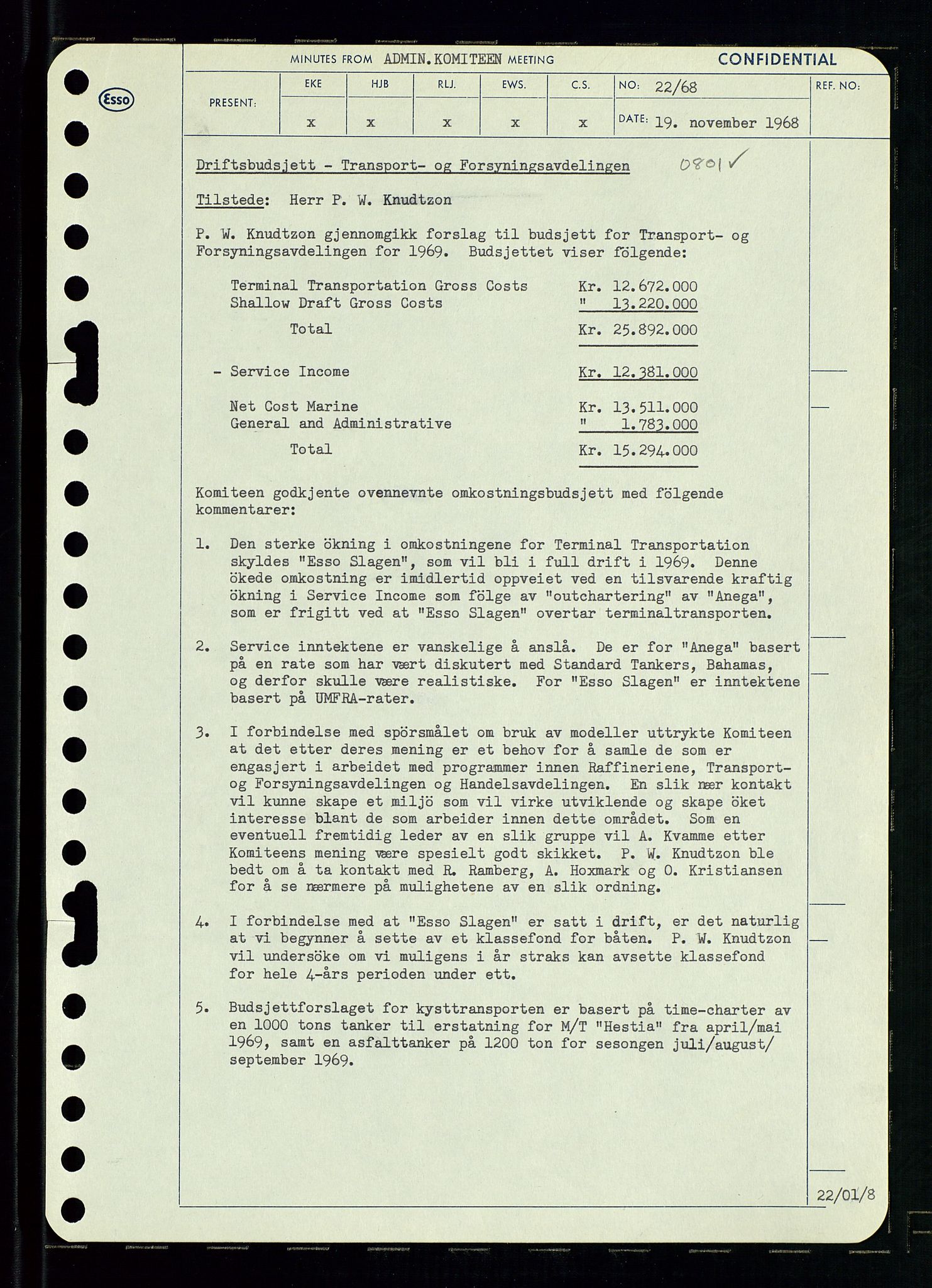 Pa 0982 - Esso Norge A/S, AV/SAST-A-100448/A/Aa/L0002/0004: Den administrerende direksjon Board minutes (styrereferater) / Den administrerende direksjon Board minutes (styrereferater), 1968, p. 104