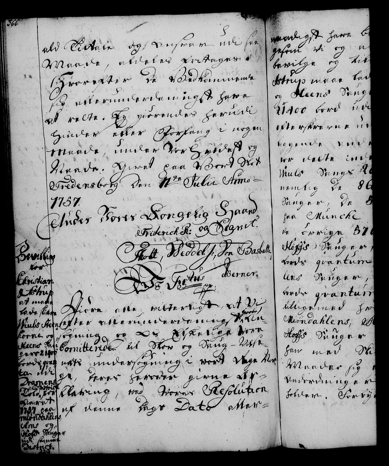 Rentekammeret, Kammerkanselliet, RA/EA-3111/G/Gg/Gga/L0006: Norsk ekspedisjonsprotokoll med register (merket RK 53.6), 1749-1759, p. 566