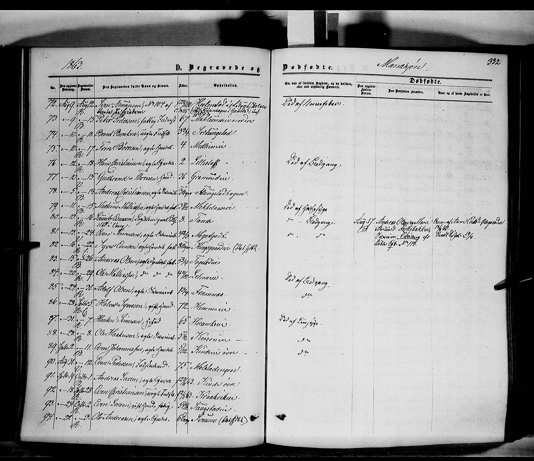 Ringsaker prestekontor, AV/SAH-PREST-014/K/Ka/L0010: Parish register (official) no. 10, 1861-1869, p. 332