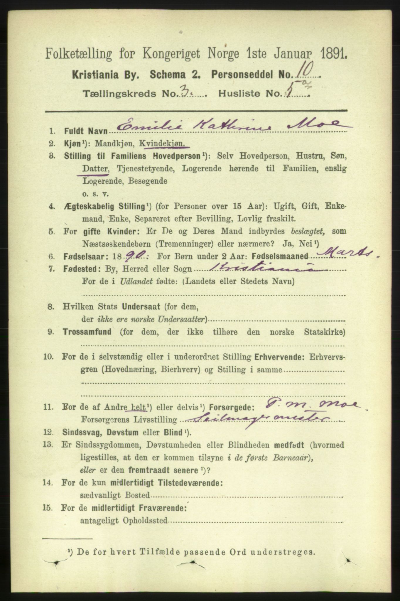 RA, 1891 census for 0301 Kristiania, 1891, p. 1328