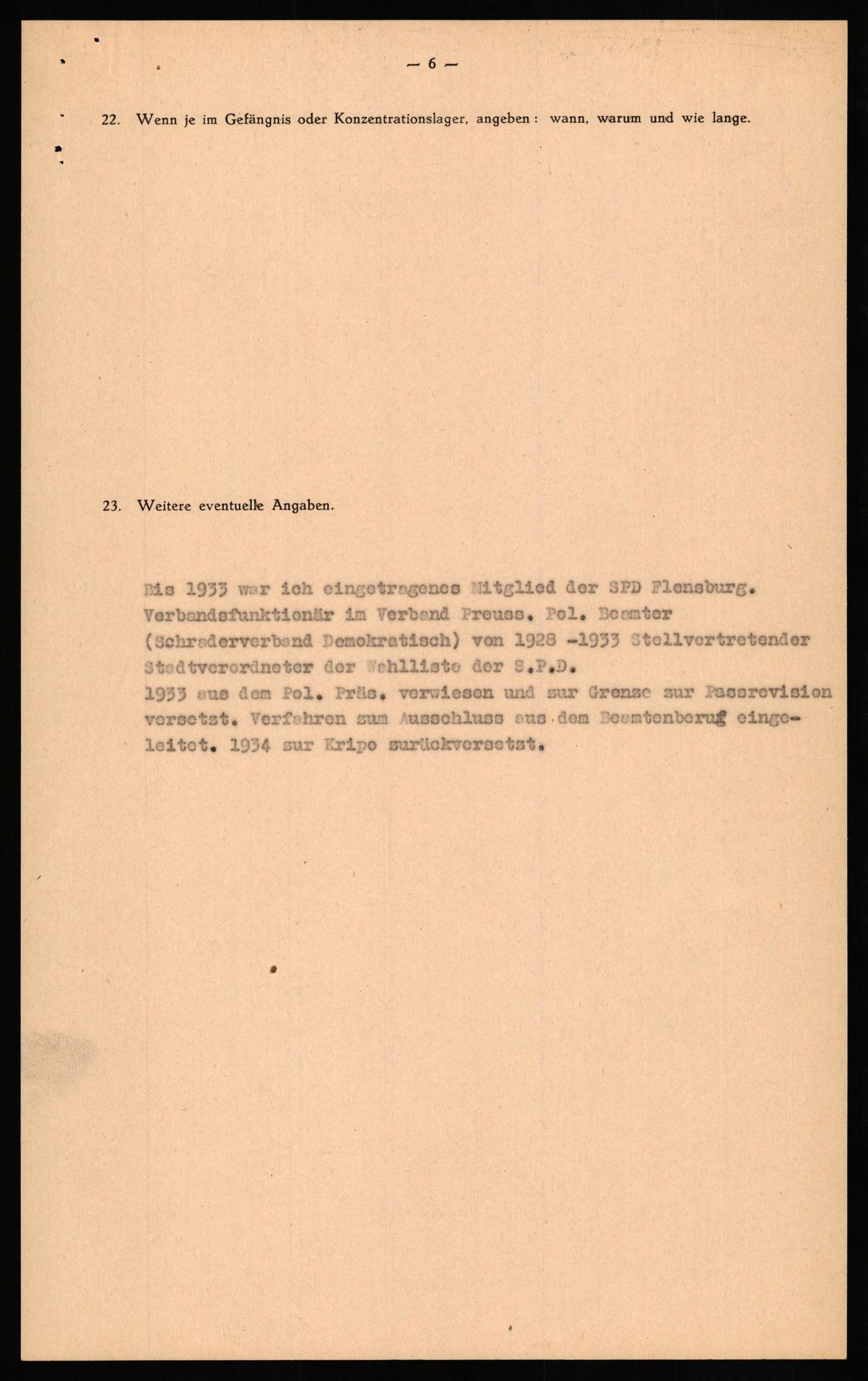 Forsvaret, Forsvarets overkommando II, AV/RA-RAFA-3915/D/Db/L0024: CI Questionaires. Tyske okkupasjonsstyrker i Norge. Tyskere., 1945-1946, p. 154