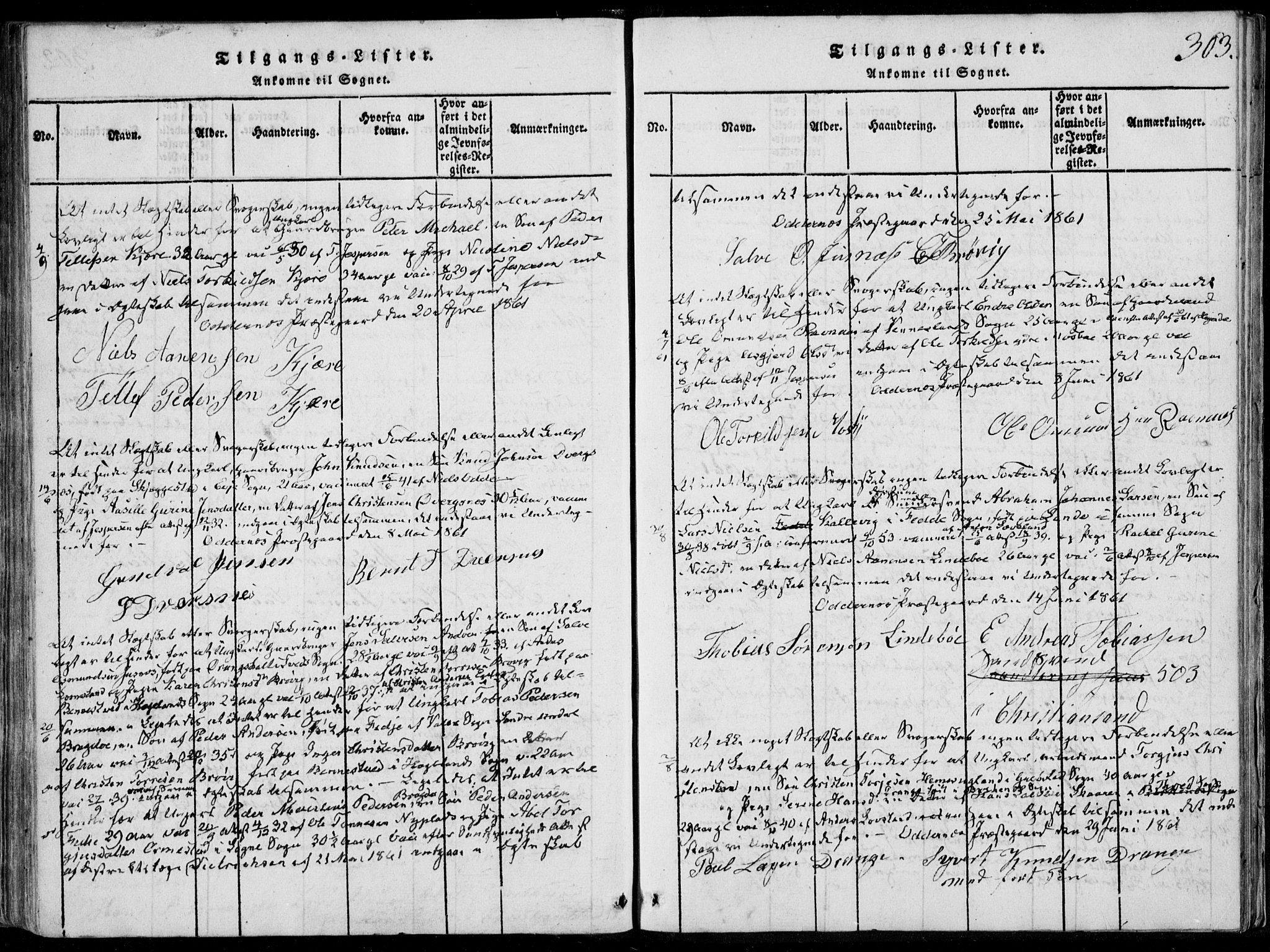 Oddernes sokneprestkontor, AV/SAK-1111-0033/F/Fa/Faa/L0005: Parish register (official) no. A 5, 1820-1838, p. 303