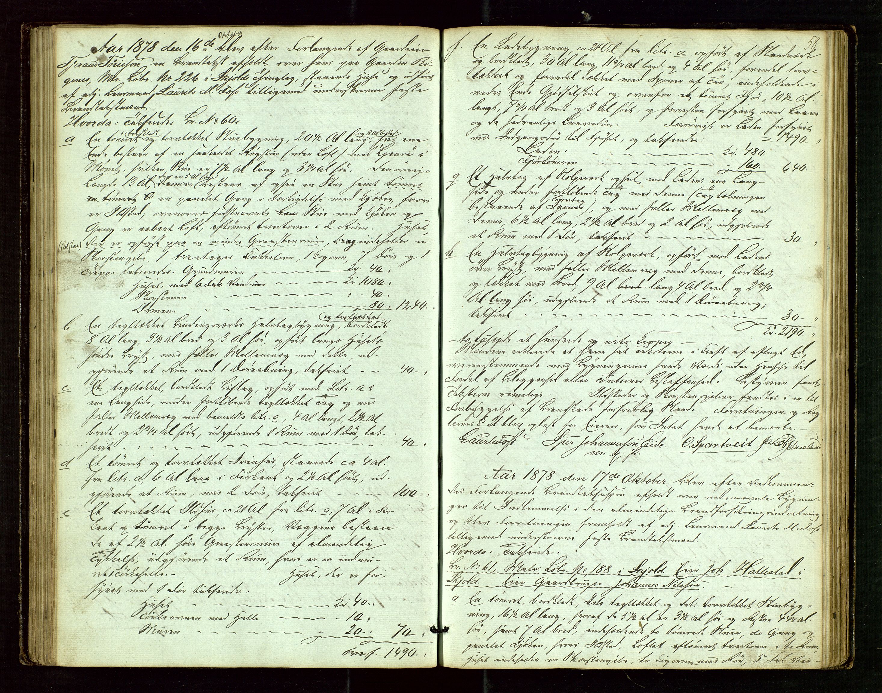 Skjold lensmannskontor, AV/SAST-A-100182/Goa/L0001: "Brandtaxations-Protocol for Skjold Thinglaug i Ryfylke", 1853-1890, p. 57b-58a