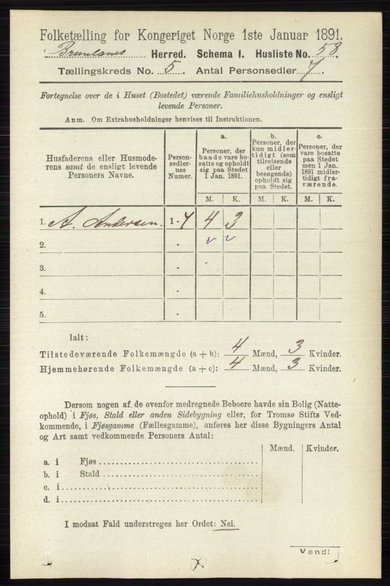 RA, 1891 census for 0726 Brunlanes, 1891, p. 2227