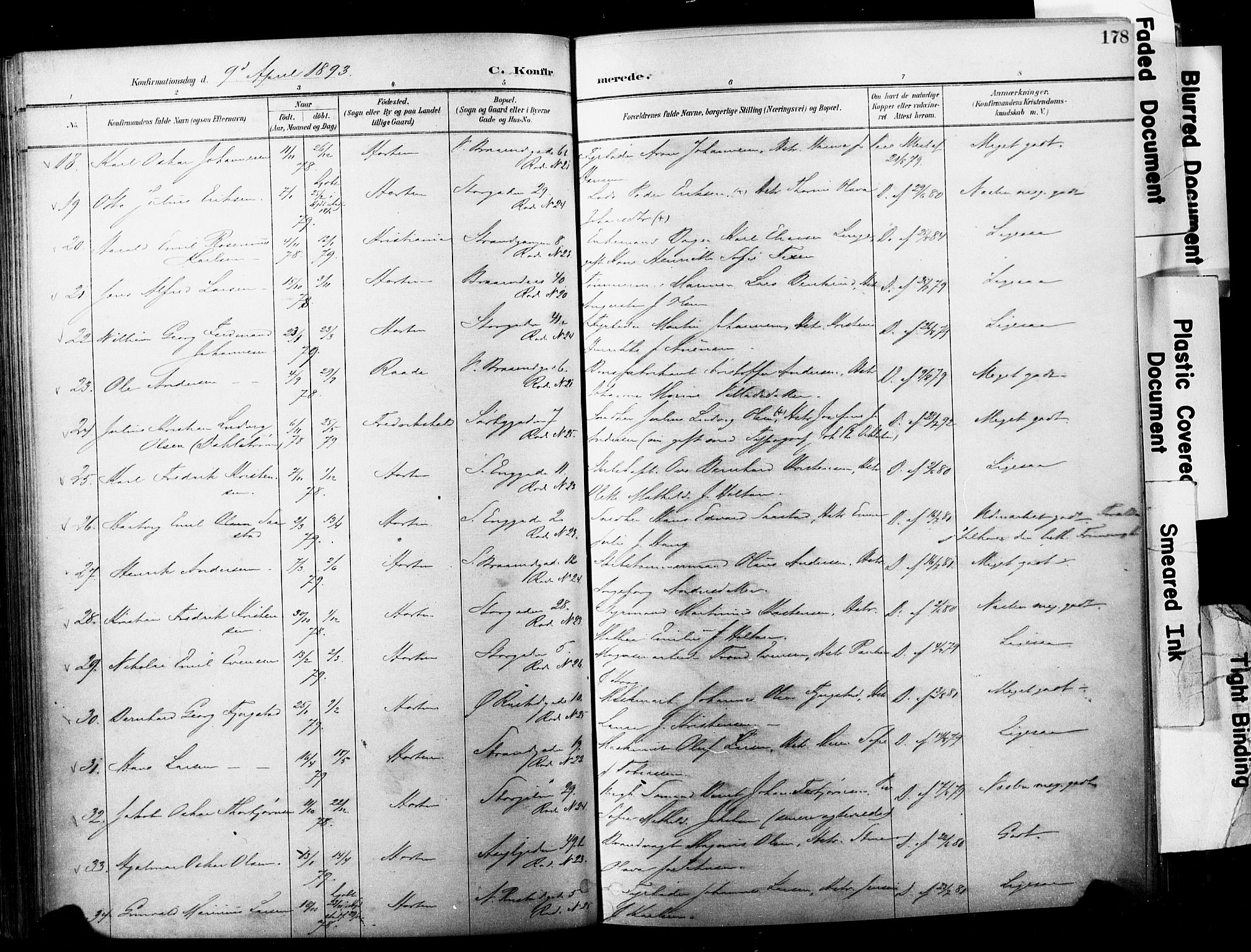 Horten kirkebøker, SAKO/A-348/F/Fa/L0004: Parish register (official) no. 4, 1888-1895, p. 178