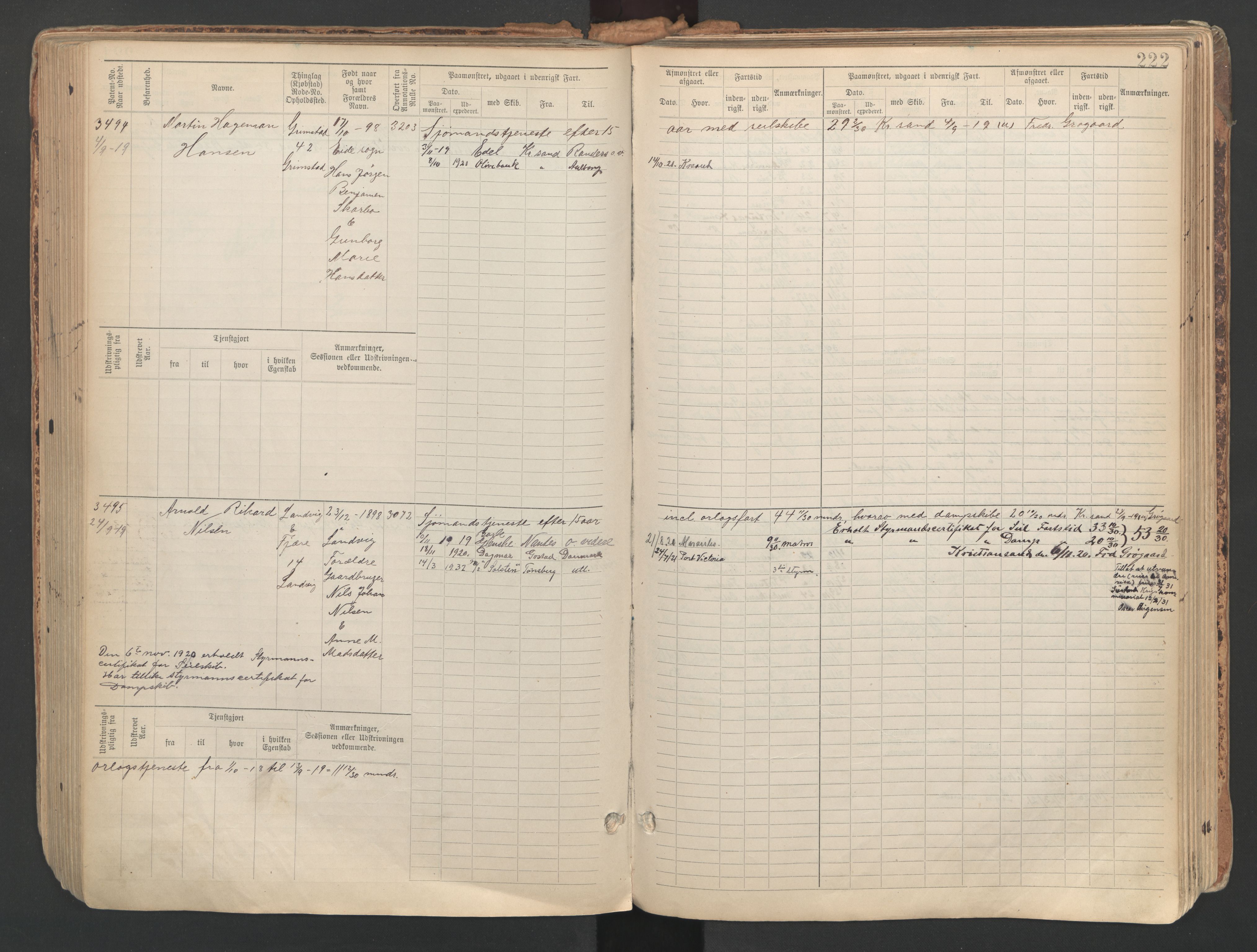 Grimstad mønstringskrets, SAK/2031-0013/F/Fb/L0013: Hovedrulle A nr 3052-3814, V-26, 1900-1943, p. 235