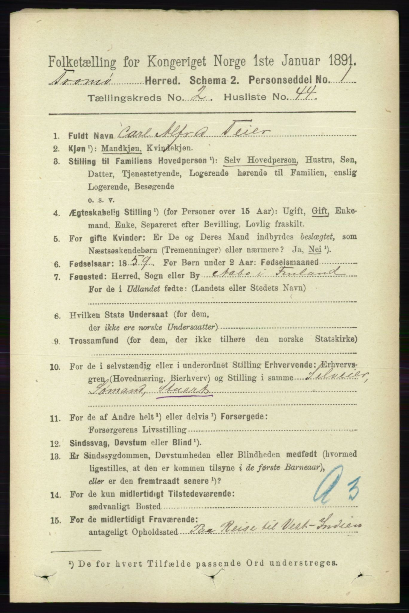 RA, 1891 census for 0921 Tromøy, 1891, p. 712