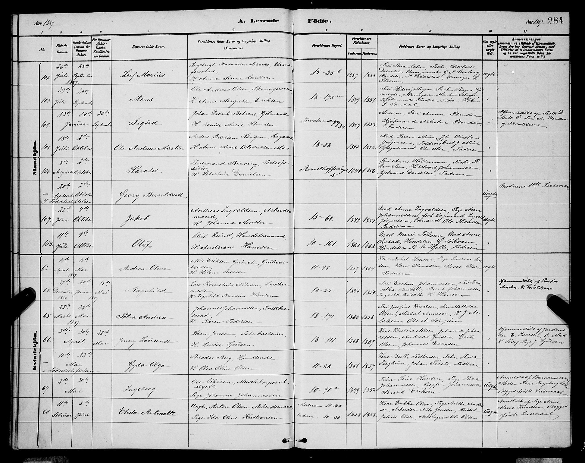 Domkirken sokneprestembete, SAB/A-74801/H/Hab/L0015: Parish register (copy) no. B 8, 1879-1887, p. 284