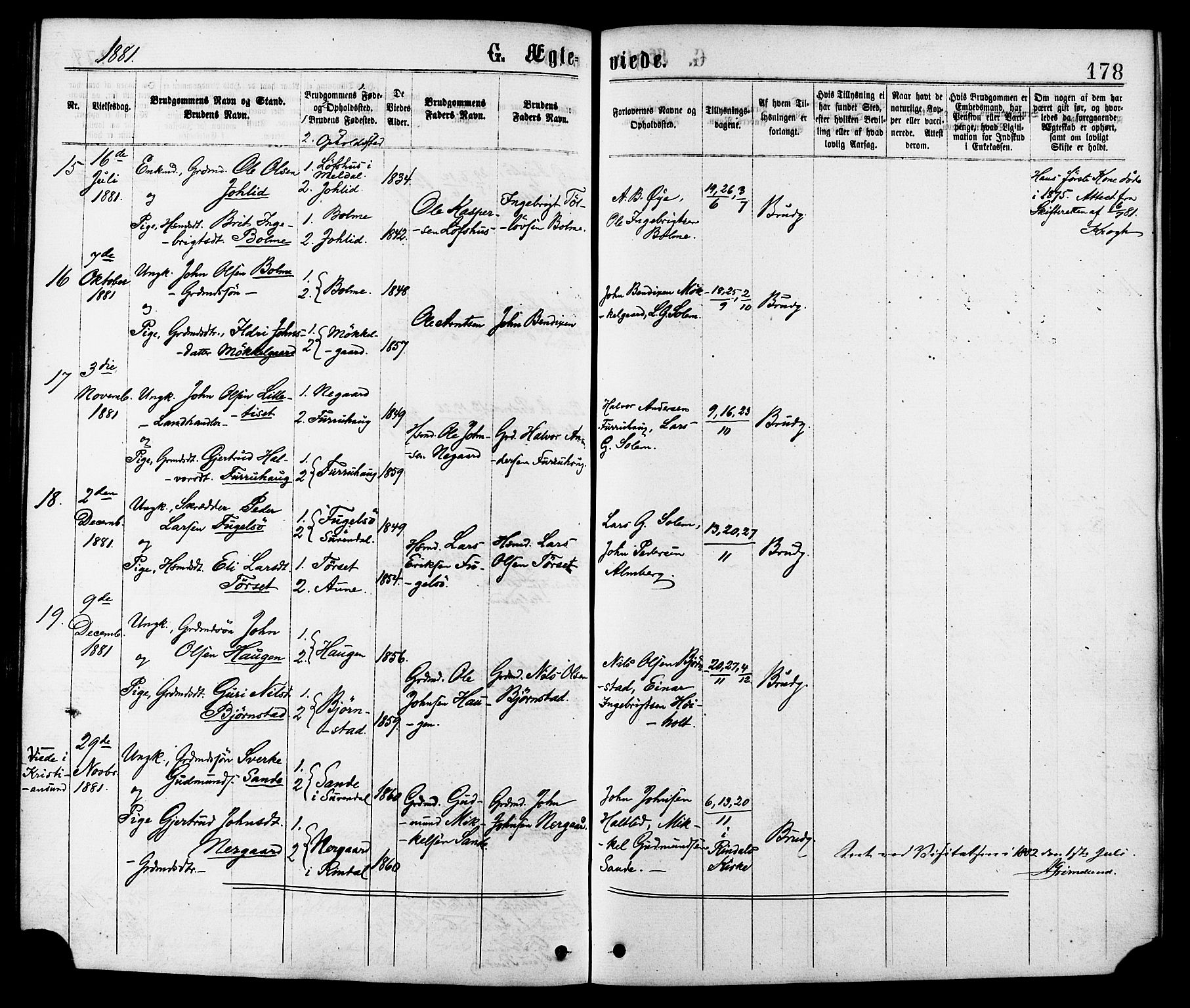 Ministerialprotokoller, klokkerbøker og fødselsregistre - Møre og Romsdal, AV/SAT-A-1454/598/L1068: Parish register (official) no. 598A02, 1872-1881, p. 178