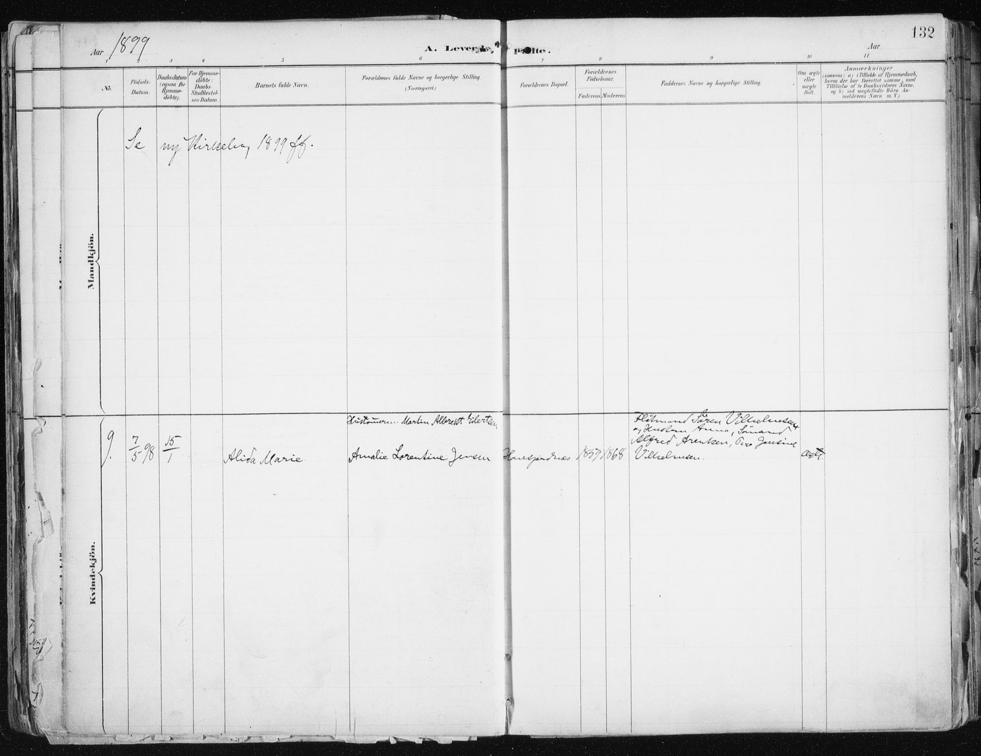 Tromsø sokneprestkontor/stiftsprosti/domprosti, SATØ/S-1343/G/Ga/L0015kirke: Parish register (official) no. 15, 1889-1899, p. 132