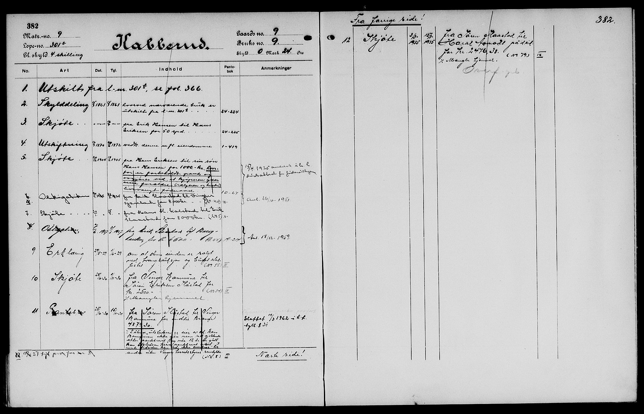 Vinger og Odal sorenskriveri, SAH/TING-022/H/Ha/Hac/Hacc/L0001: Mortgage register no. 3.1, 1923, p. 382