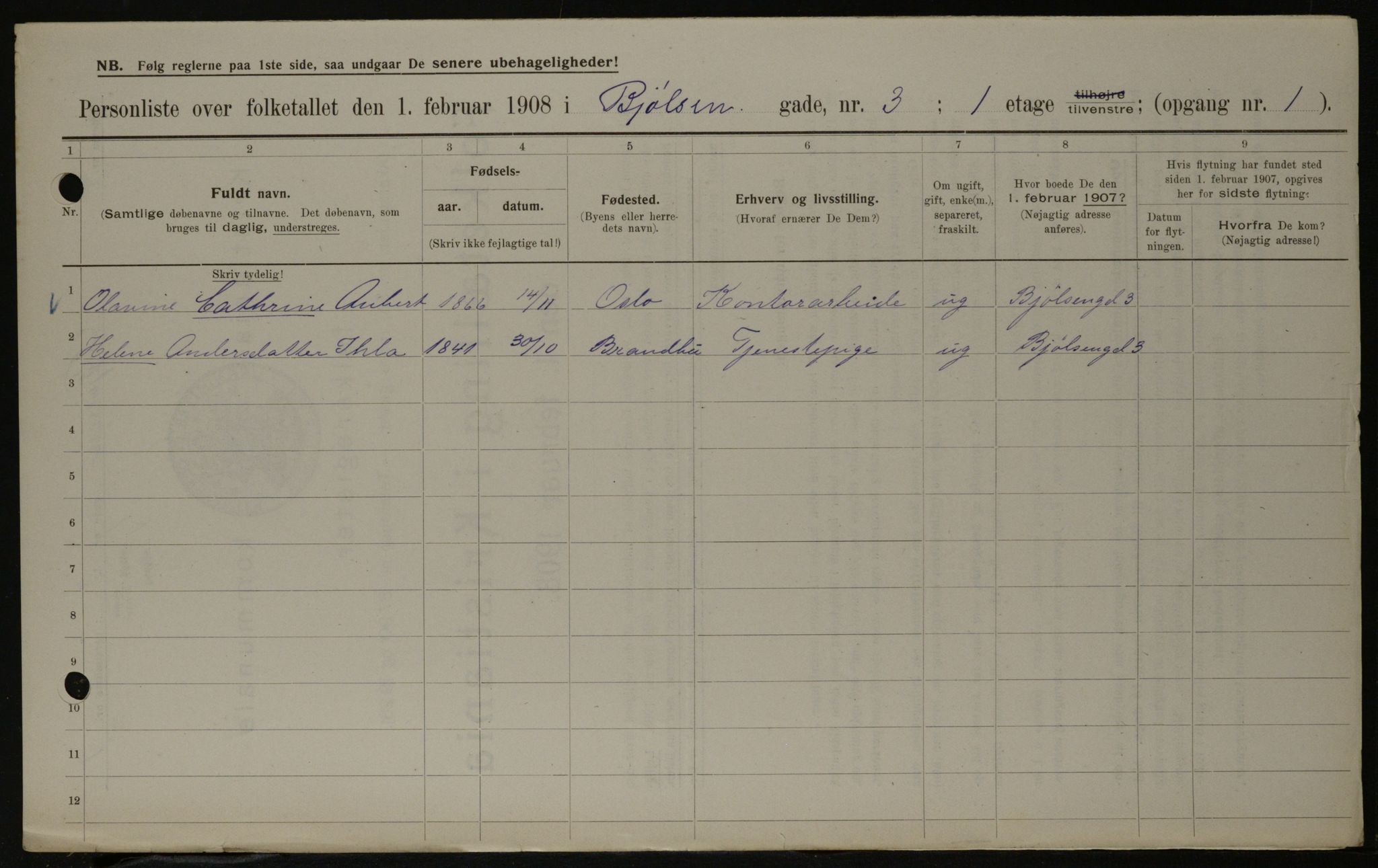 OBA, Municipal Census 1908 for Kristiania, 1908, p. 6322