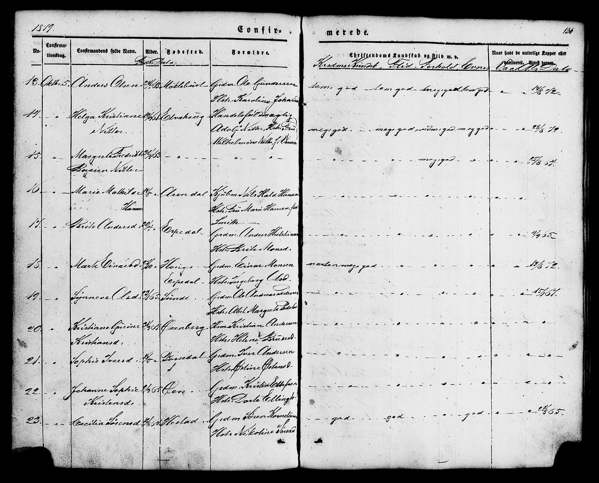 Fjaler sokneprestembete, AV/SAB-A-79801/H/Haa/Haaa/L0008: Parish register (official) no. A 8, 1850-1886, p. 136