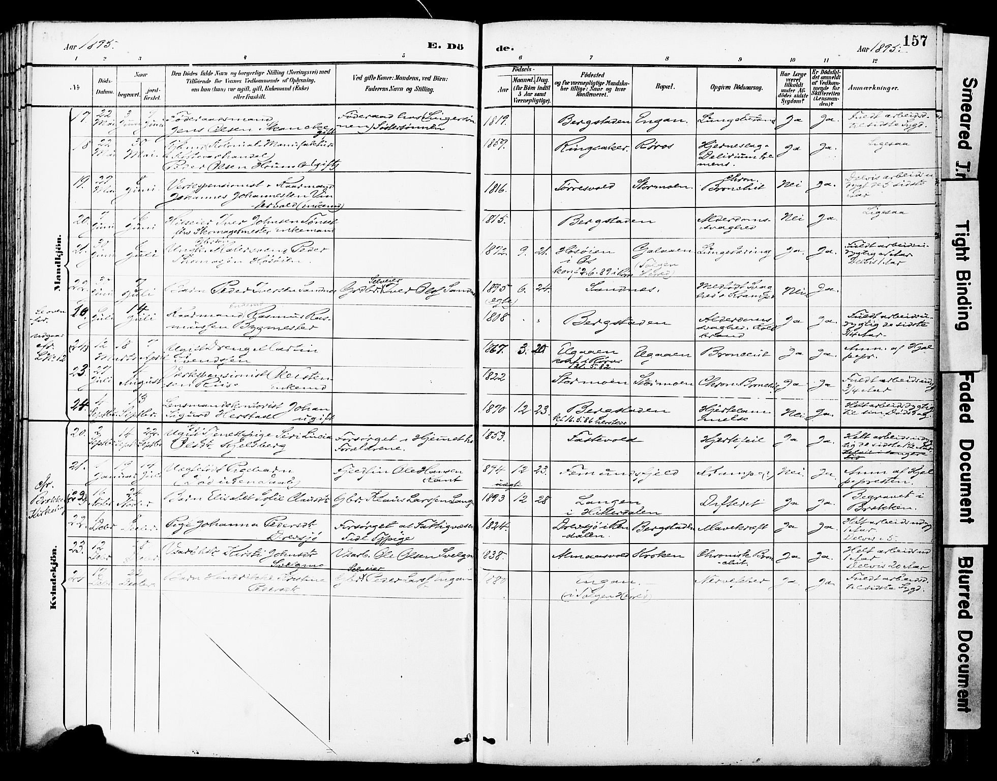Ministerialprotokoller, klokkerbøker og fødselsregistre - Sør-Trøndelag, SAT/A-1456/681/L0935: Parish register (official) no. 681A13, 1890-1898, p. 157