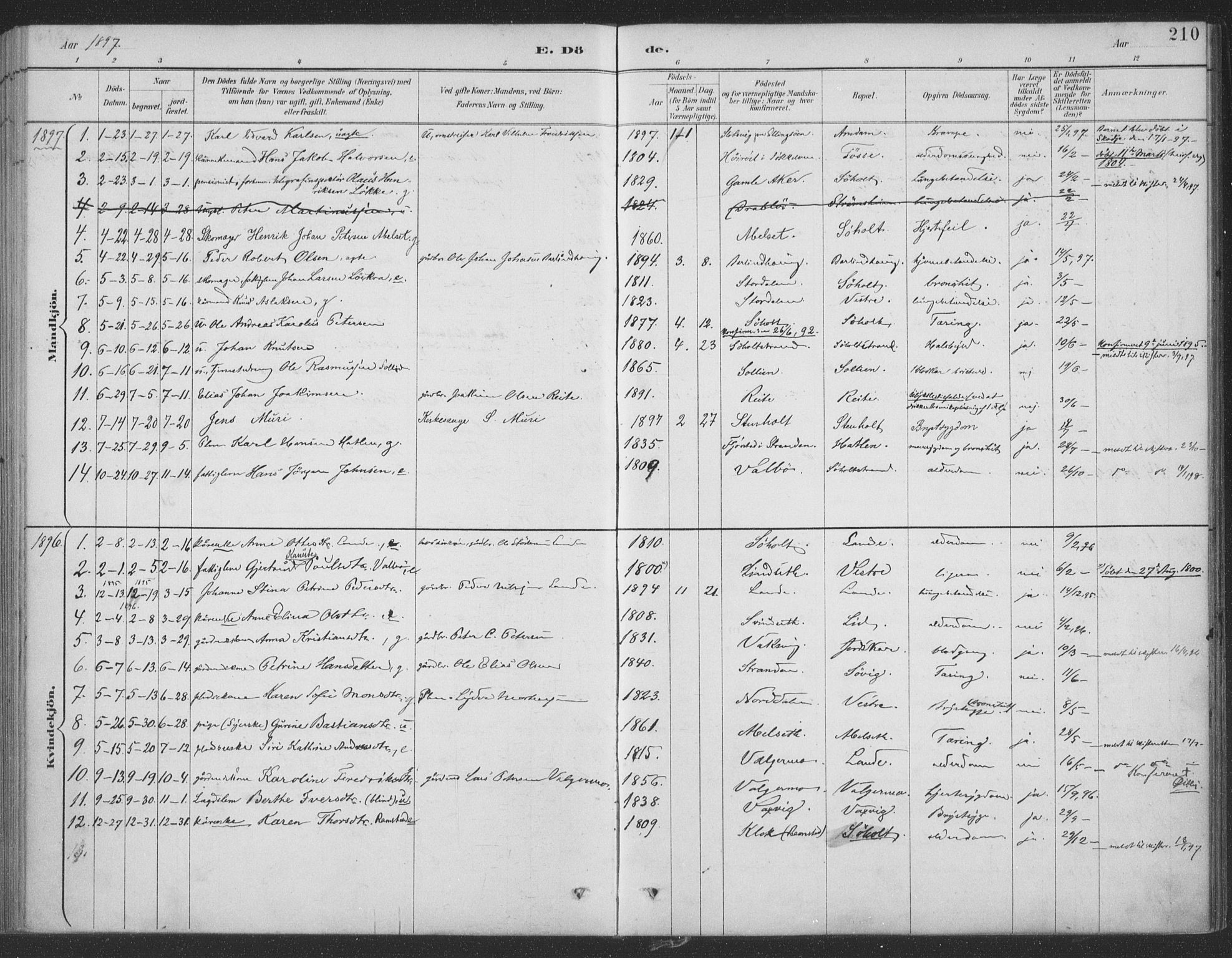 Ministerialprotokoller, klokkerbøker og fødselsregistre - Møre og Romsdal, AV/SAT-A-1454/522/L0316: Parish register (official) no. 522A11, 1890-1911, p. 210