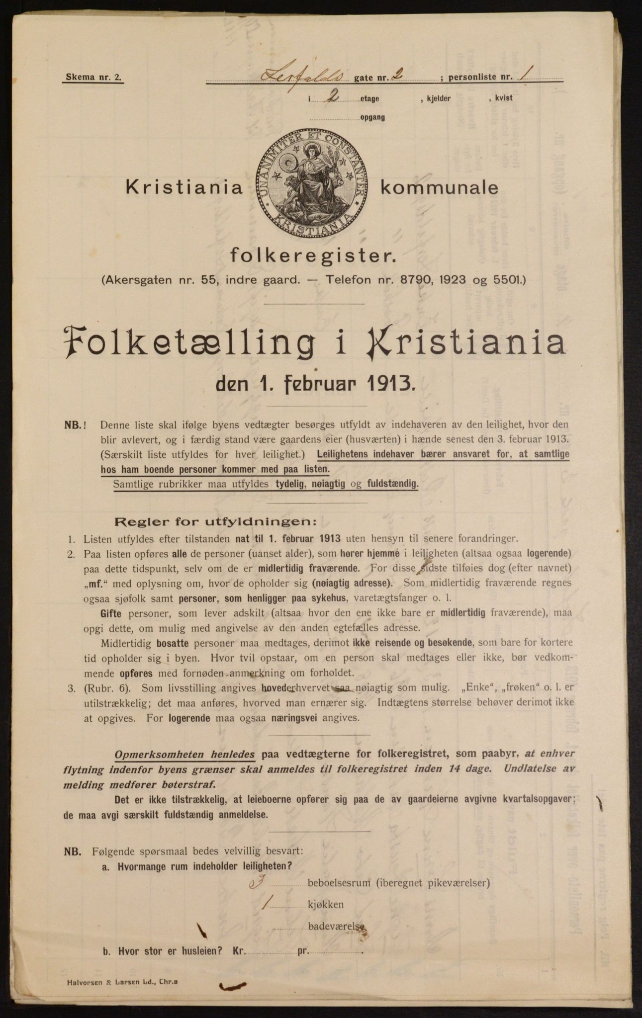 OBA, Municipal Census 1913 for Kristiania, 1913, p. 57033