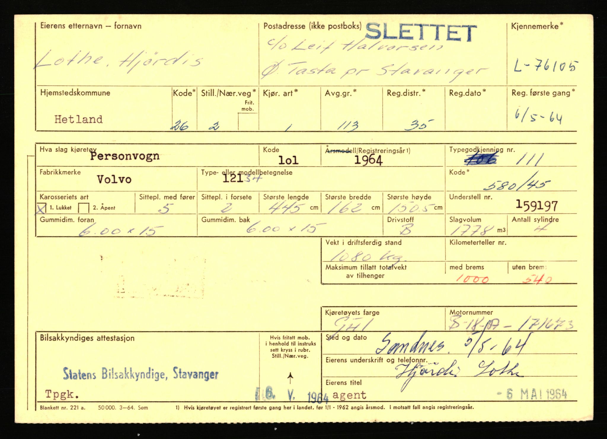 Stavanger trafikkstasjon, AV/SAST-A-101942/0/F/L0068: L-75000 - L-76799, 1930-1971, p. 1367