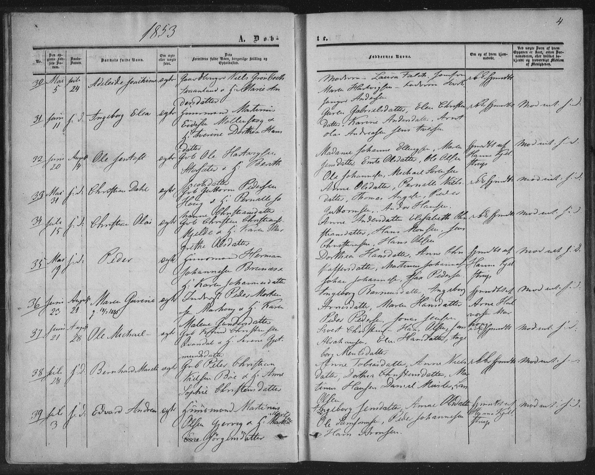 Ministerialprotokoller, klokkerbøker og fødselsregistre - Nordland, SAT/A-1459/855/L0800: Parish register (official) no. 855A08, 1852-1864, p. 4