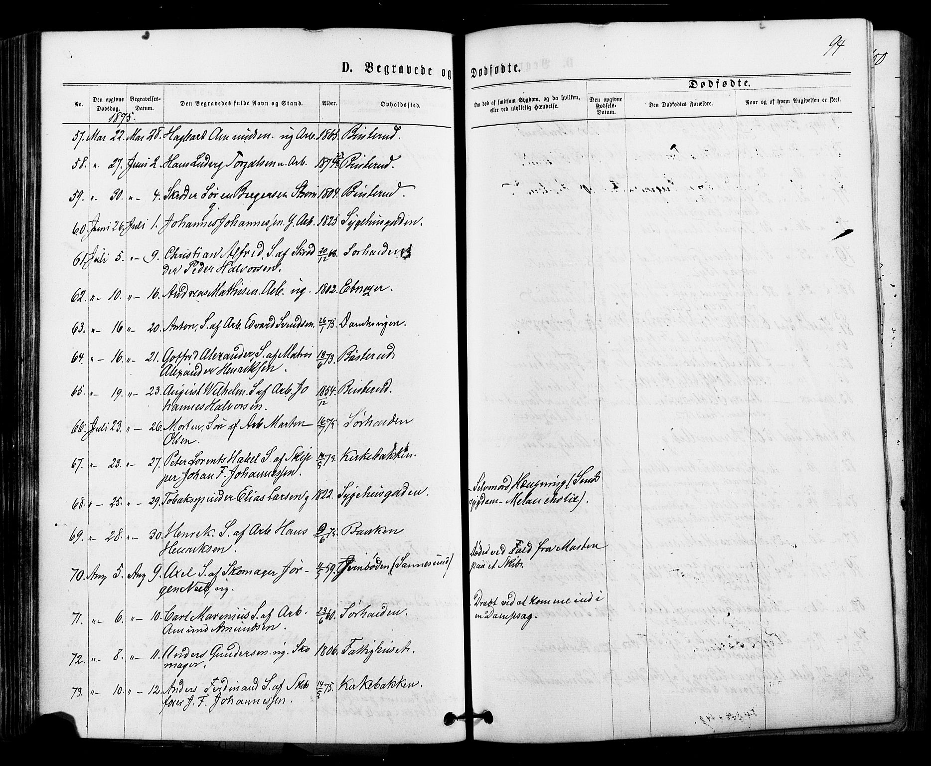 Halden prestekontor Kirkebøker, AV/SAO-A-10909/F/Fa/L0010: Parish register (official) no. I 10, 1866-1877, p. 94