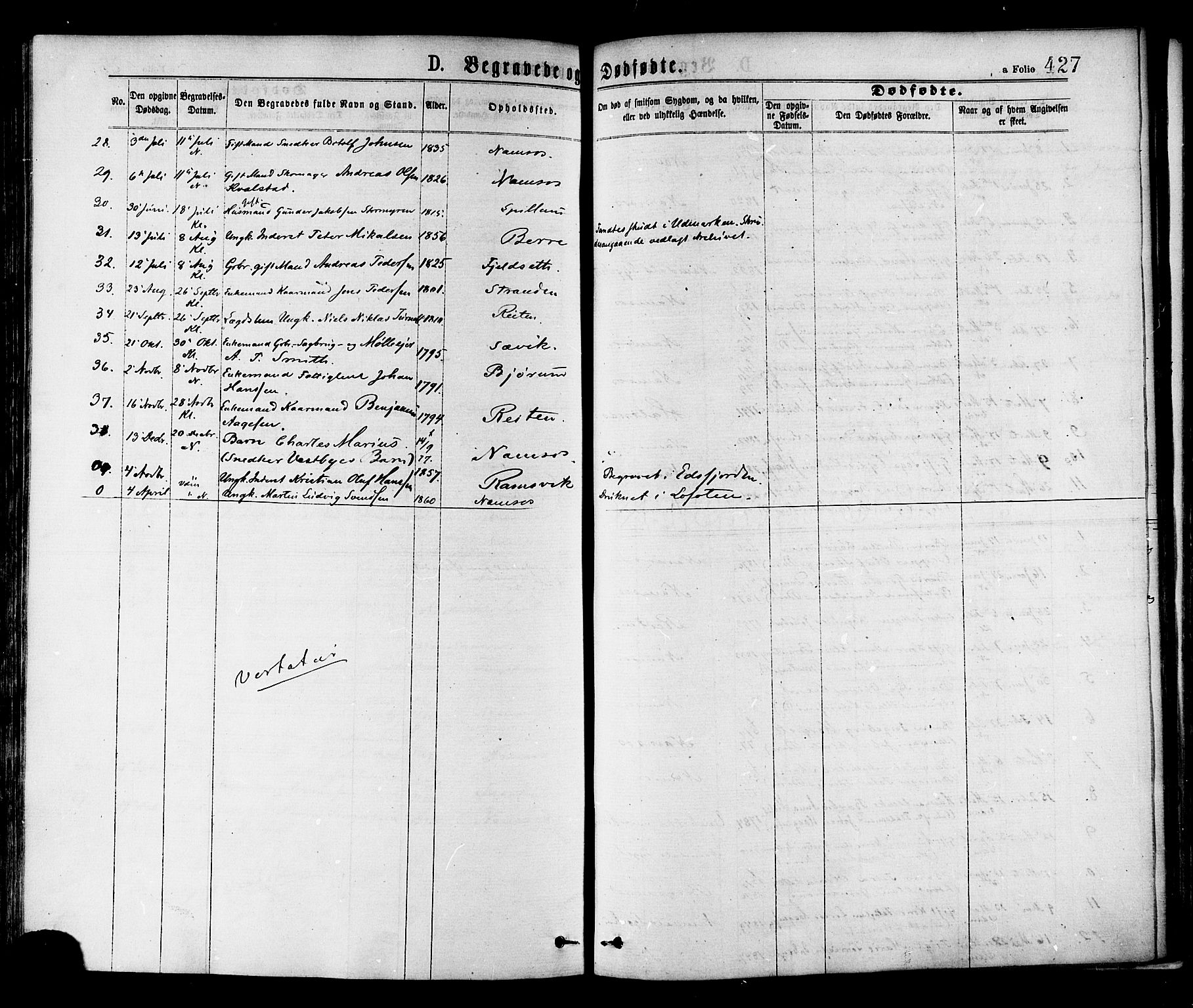 Ministerialprotokoller, klokkerbøker og fødselsregistre - Nord-Trøndelag, AV/SAT-A-1458/768/L0572: Parish register (official) no. 768A07, 1874-1886, p. 427