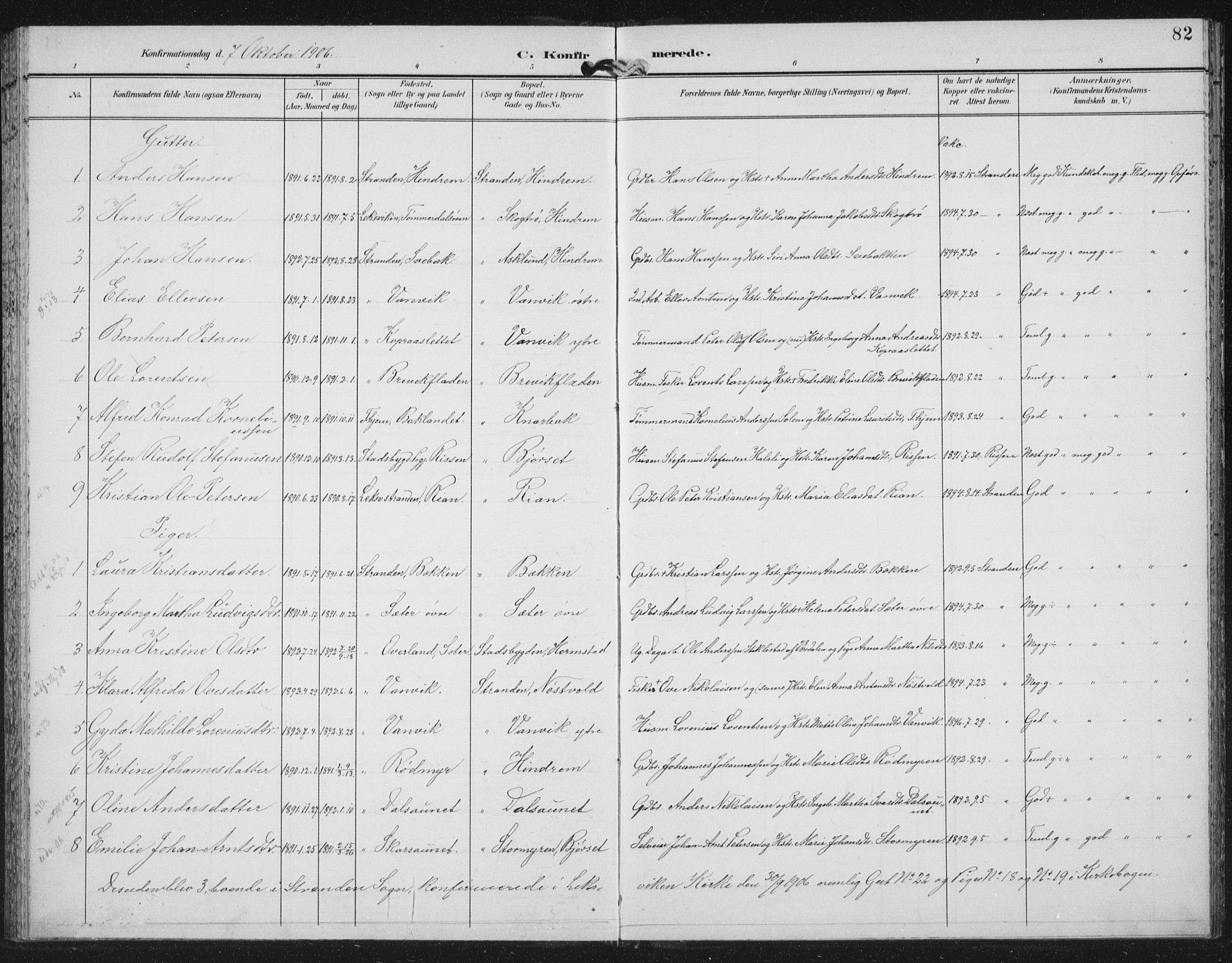 Ministerialprotokoller, klokkerbøker og fødselsregistre - Nord-Trøndelag, AV/SAT-A-1458/702/L0024: Parish register (official) no. 702A02, 1898-1914, p. 82