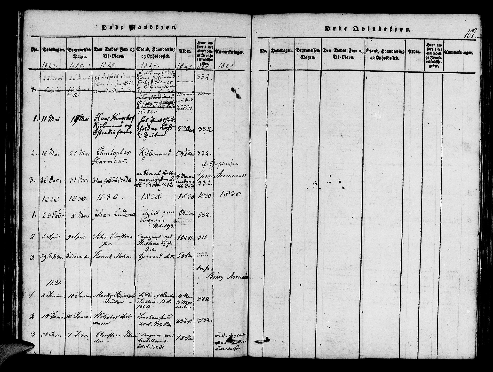 Mariakirken Sokneprestembete, SAB/A-76901/H/Haa/L0005: Parish register (official) no. A 5, 1815-1845, p. 102