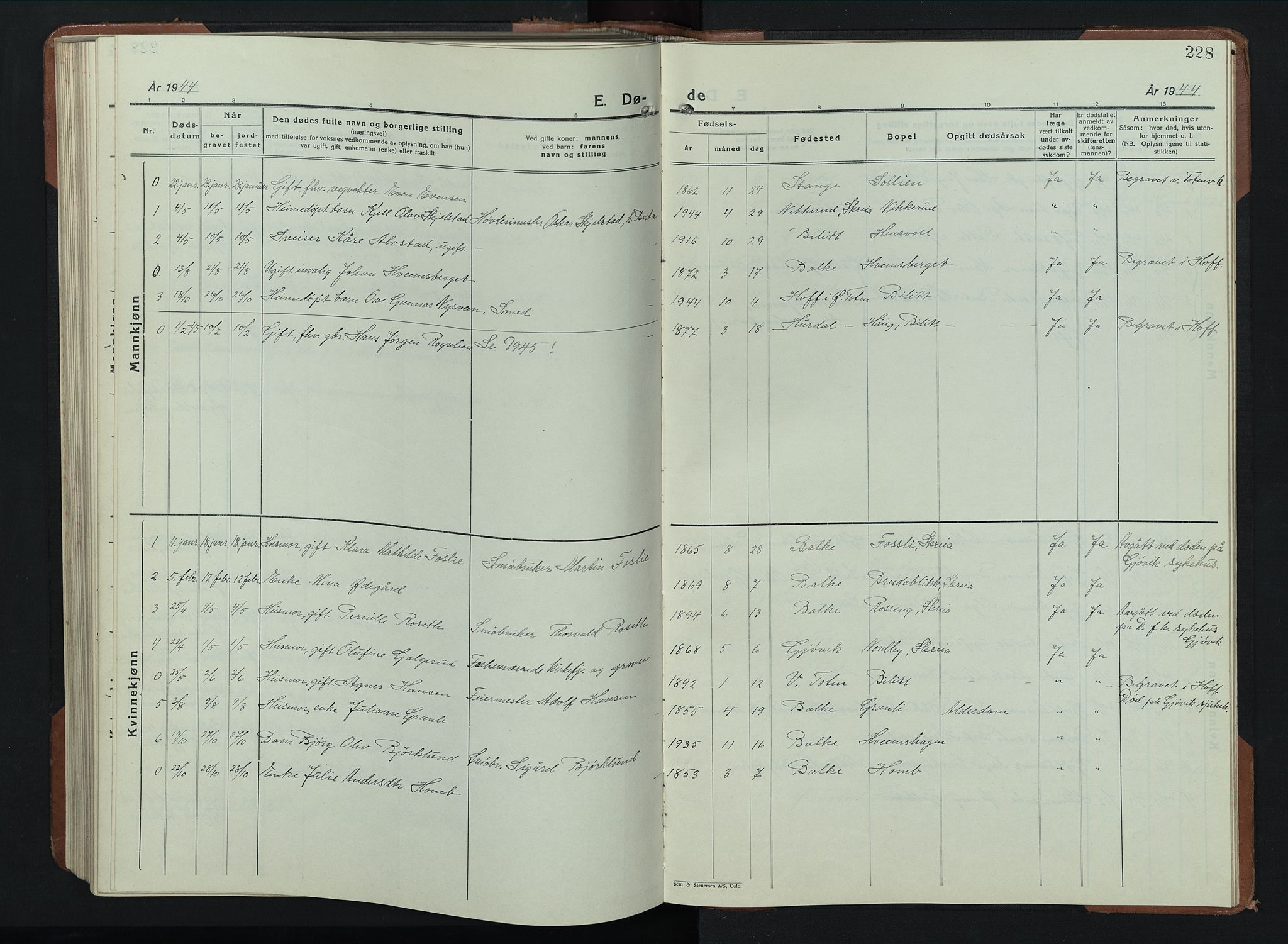 Balke prestekontor, SAH/PREST-106/H/Ha/Hab/L0002: Parish register (copy) no. 2, 1929-1951, p. 228