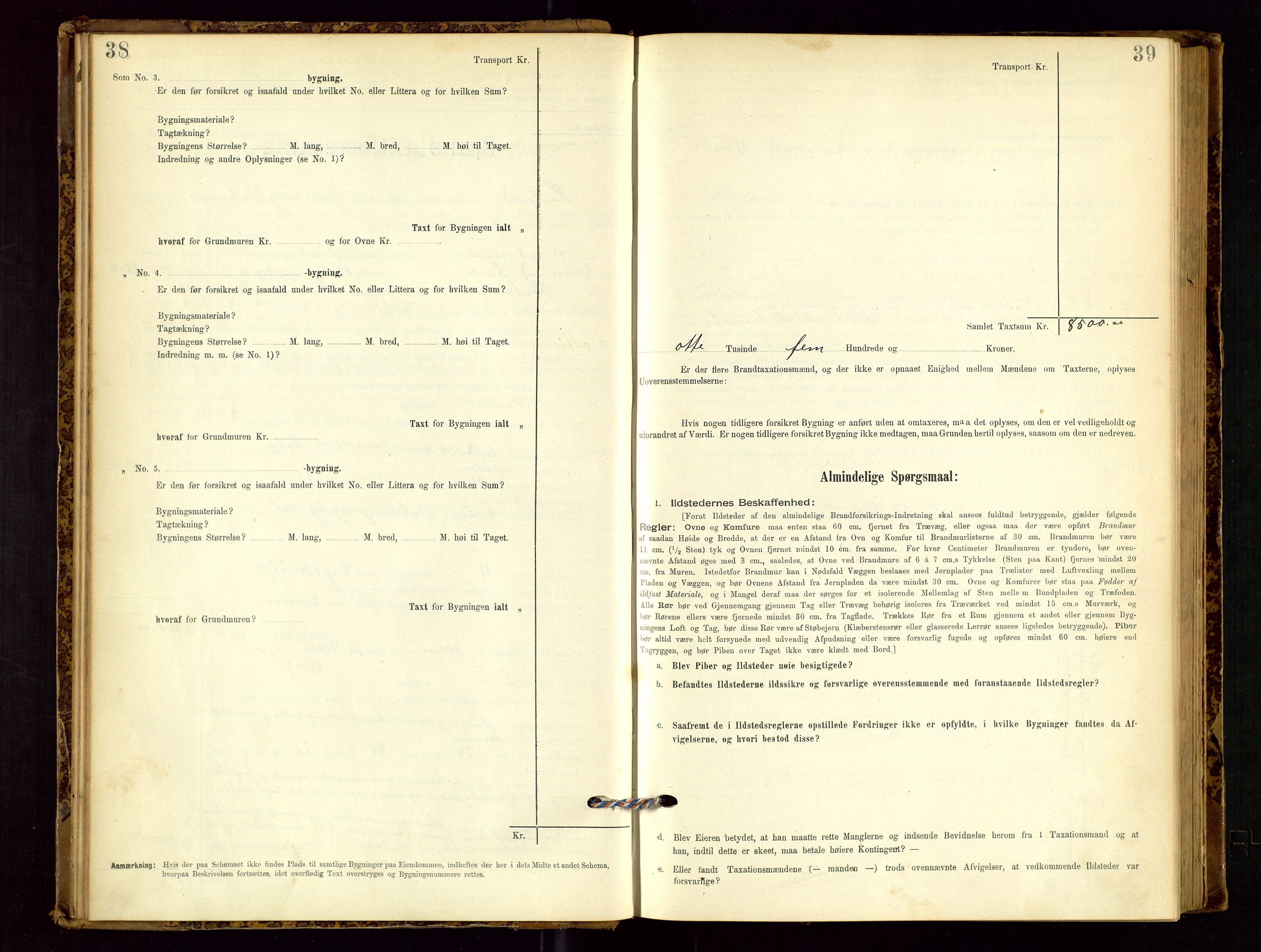 Høyland/Sandnes lensmannskontor, AV/SAST-A-100166/Gob/L0001: "Brandtaxtprotokol", 1890-1913, p. 38-39