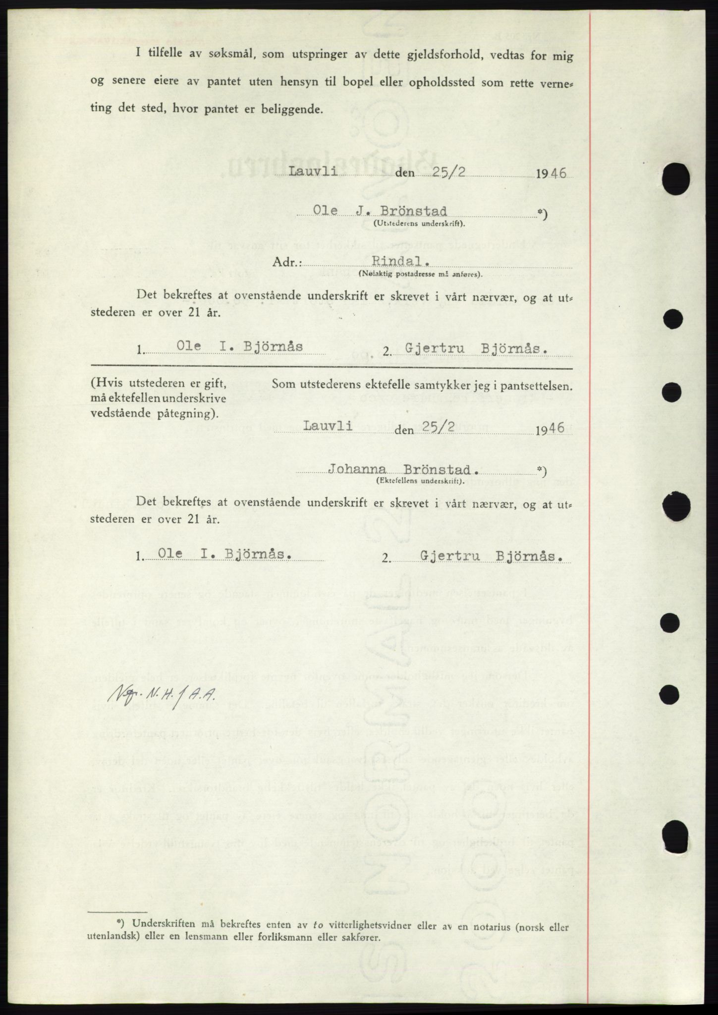 Nordmøre sorenskriveri, AV/SAT-A-4132/1/2/2Ca: Mortgage book no. B93b, 1946-1946, Diary no: : 549/1946