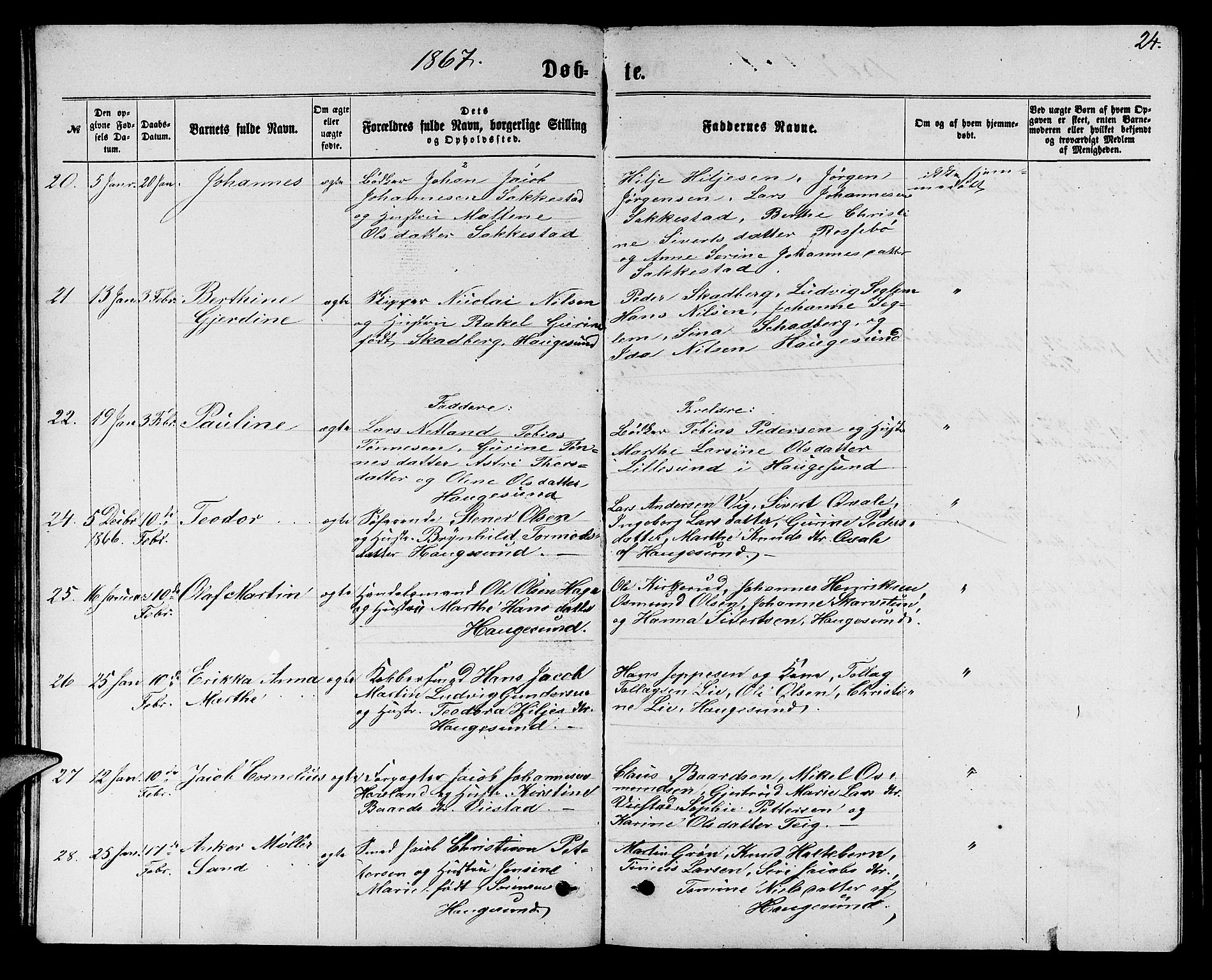 Torvastad sokneprestkontor, AV/SAST-A -101857/H/Ha/Hab/L0007: Parish register (copy) no. B 7, 1866-1873, p. 24