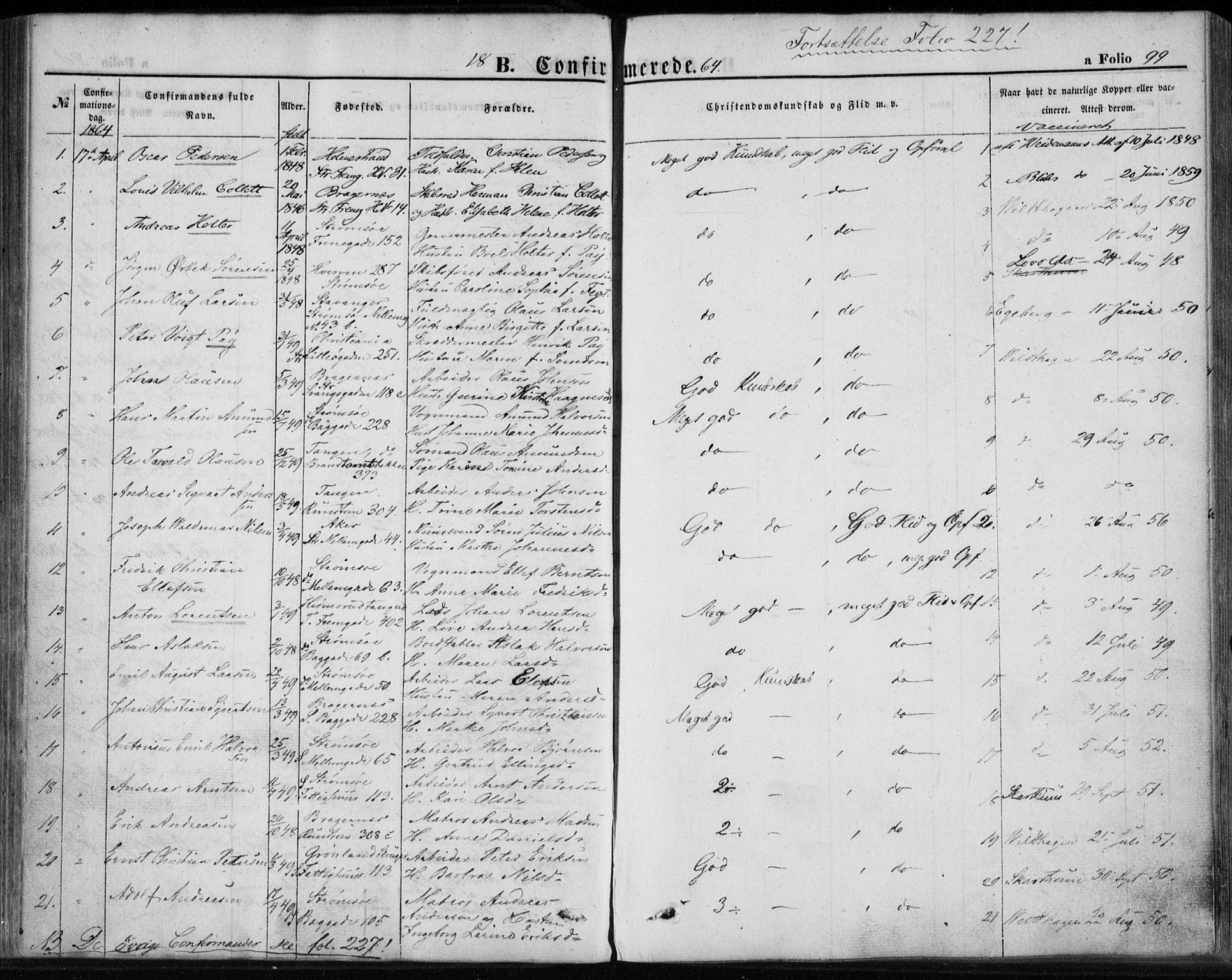 Strømsø kirkebøker, AV/SAKO-A-246/F/Fa/L0017: Parish register (official) no. I 17, 1848-1865, p. 99