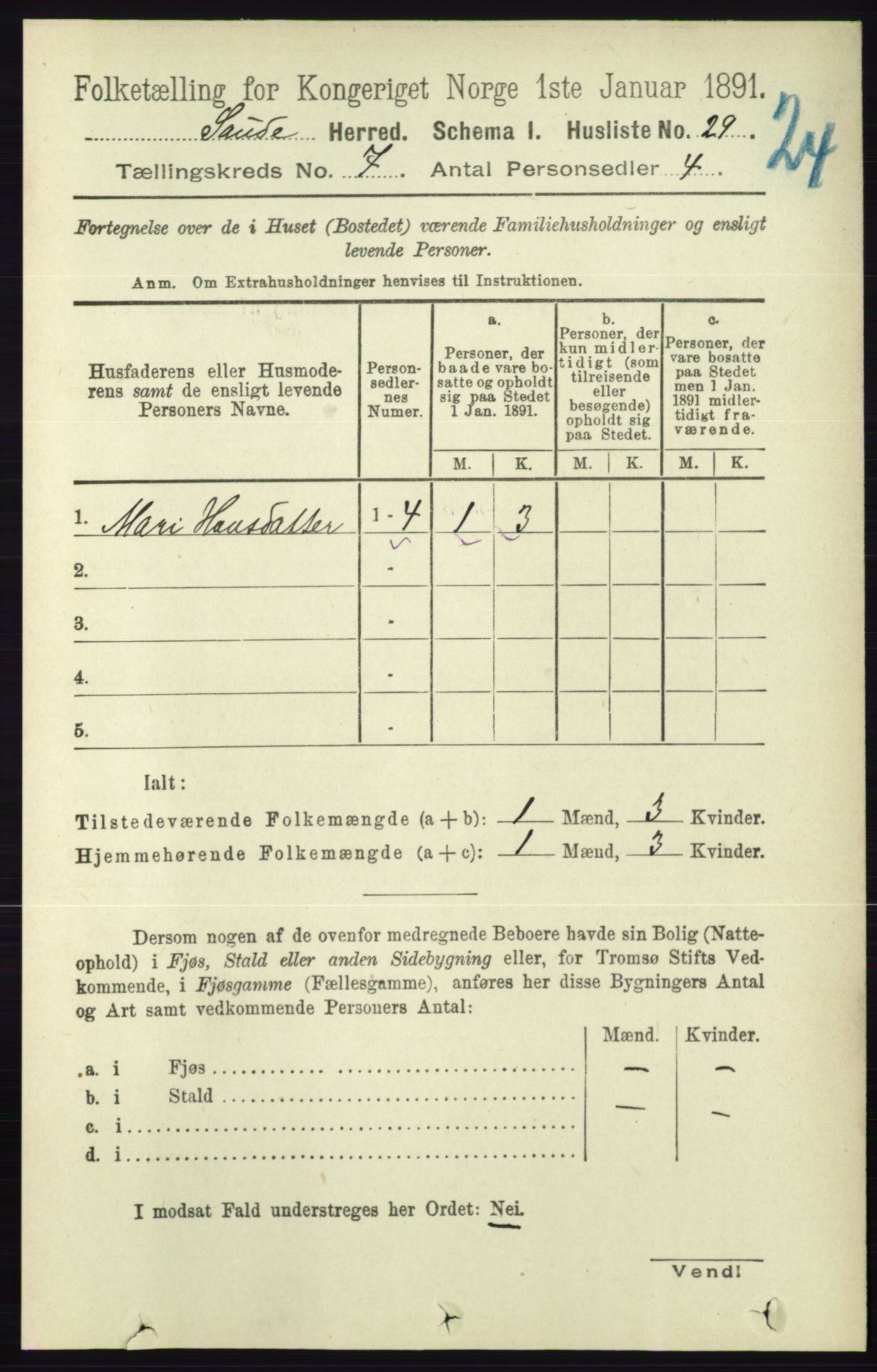 RA, 1891 census for 0822 Sauherad, 1891, p. 2012