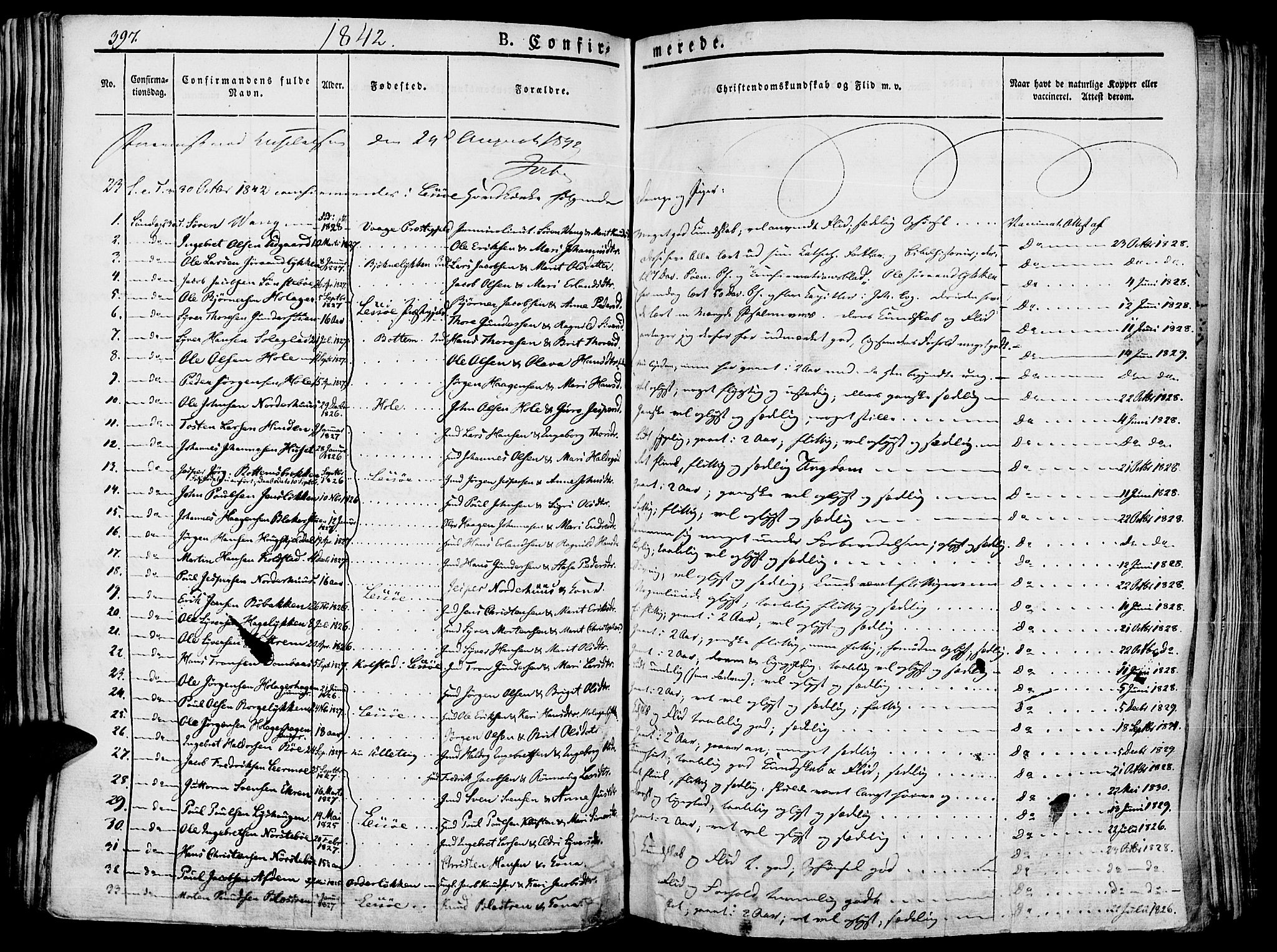 Lesja prestekontor, SAH/PREST-068/H/Ha/Haa/L0005: Parish register (official) no. 5, 1830-1842, p. 397