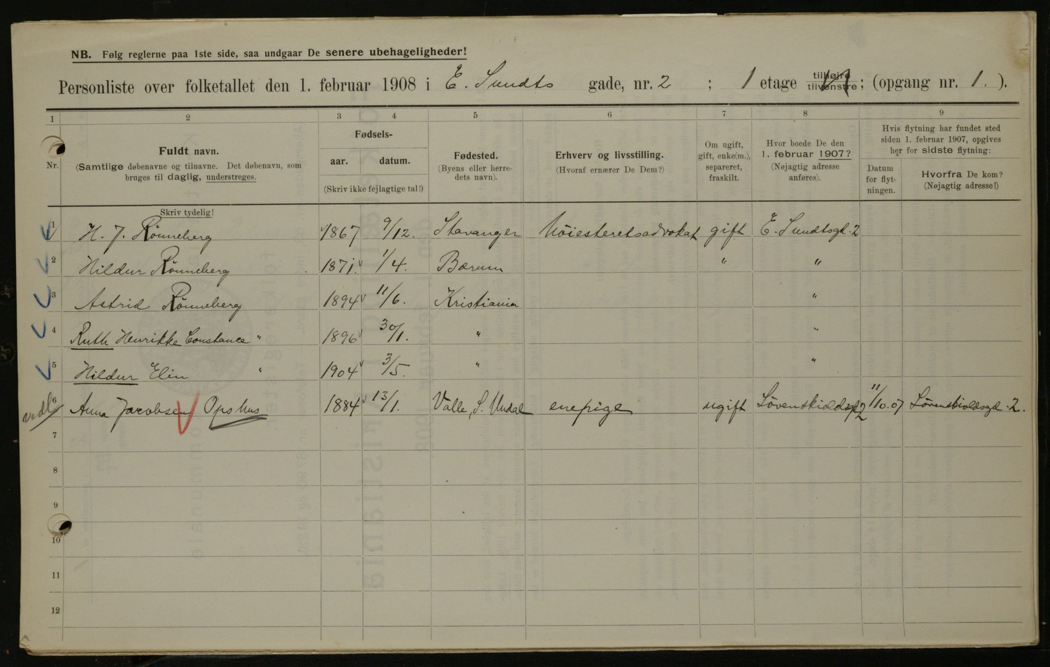 OBA, Municipal Census 1908 for Kristiania, 1908, p. 17337